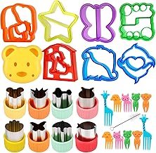 26Pcs Sandwich Cutters Set for Kids, Vegetable Cookie Cutters with Comfort Grip, Stainless Steel Fruit Shape Cutters, Cartoon Animal Bento Food Cutter Stamps, Bread Cutters with 10 Cartoon Toothpicks
