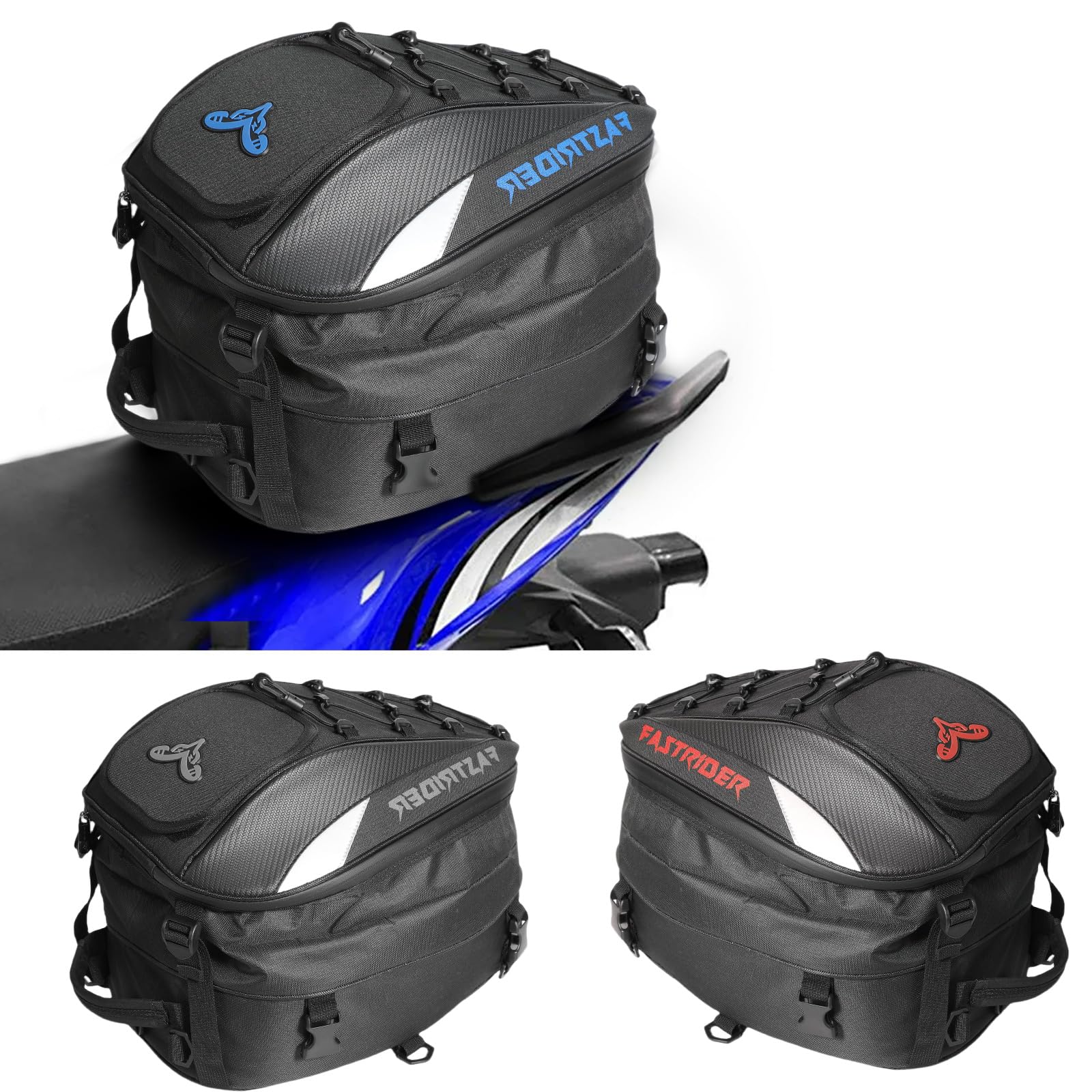 Torba borsa sella moto impermeabile 37L blu