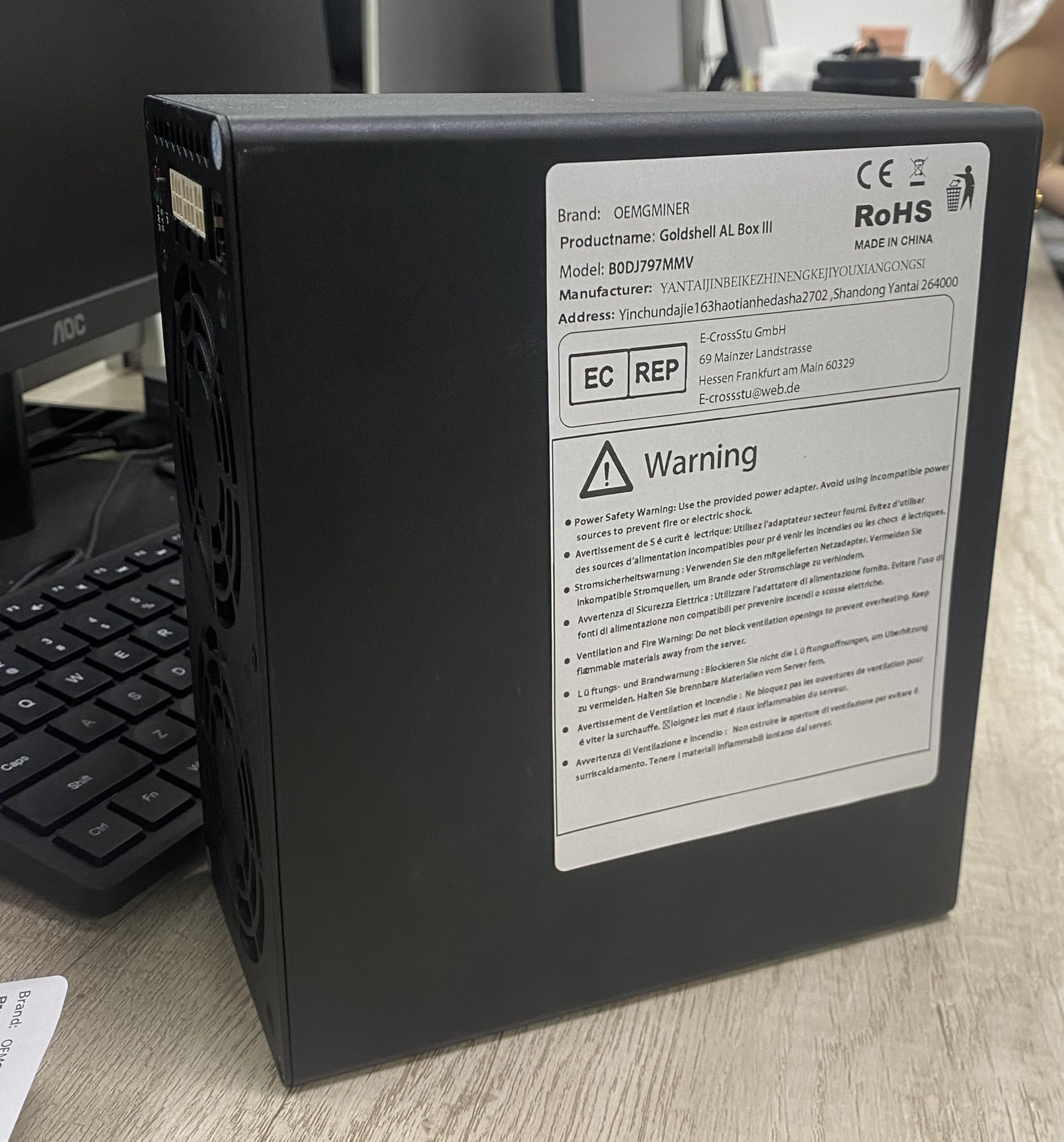 Amazon.com: New Goldshell AL Box III 1.25TH/S 600W Alephium Miner