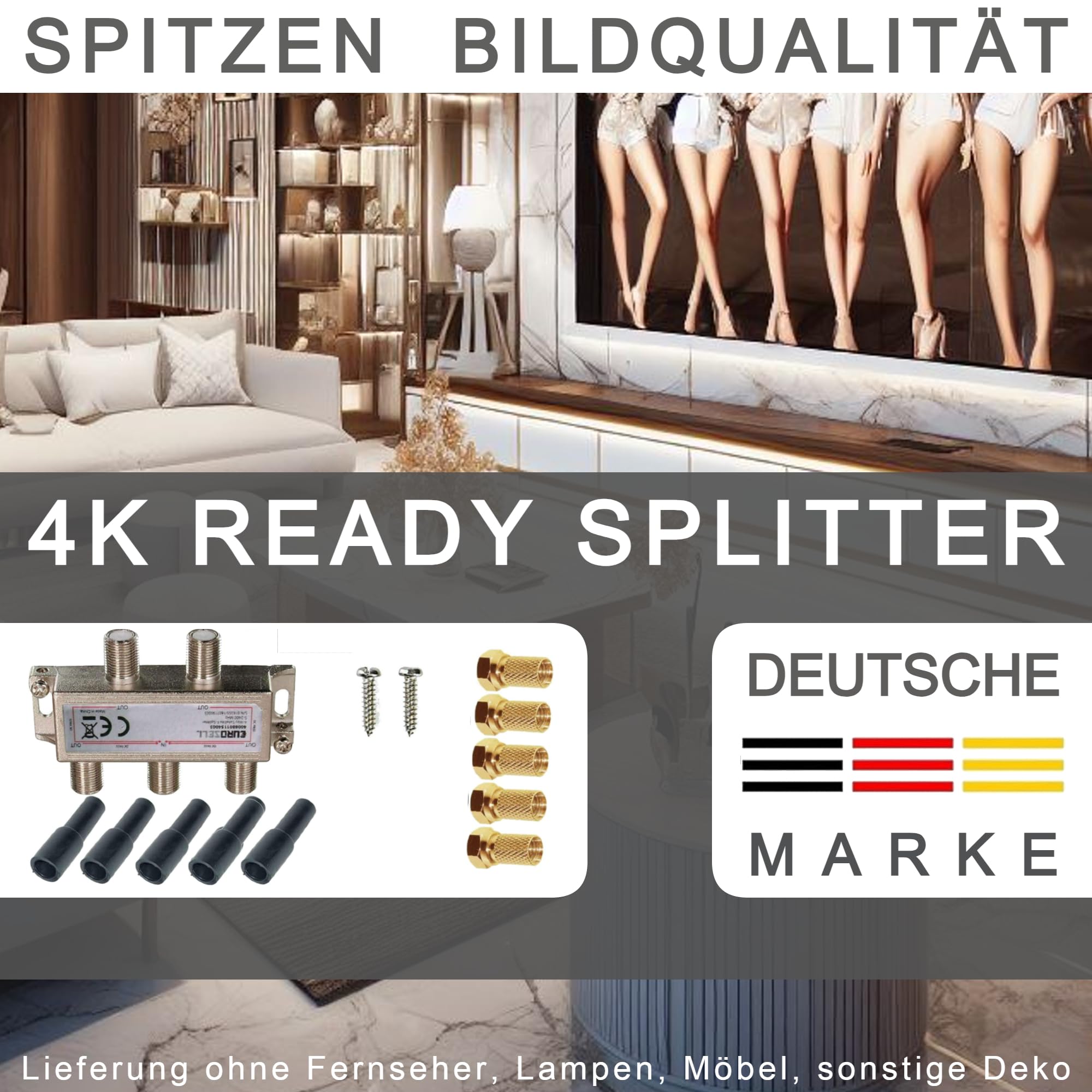 Splitter satellitare a 4 vie HD, compatibile con DVBT DVBC Unitymedia Vodafone