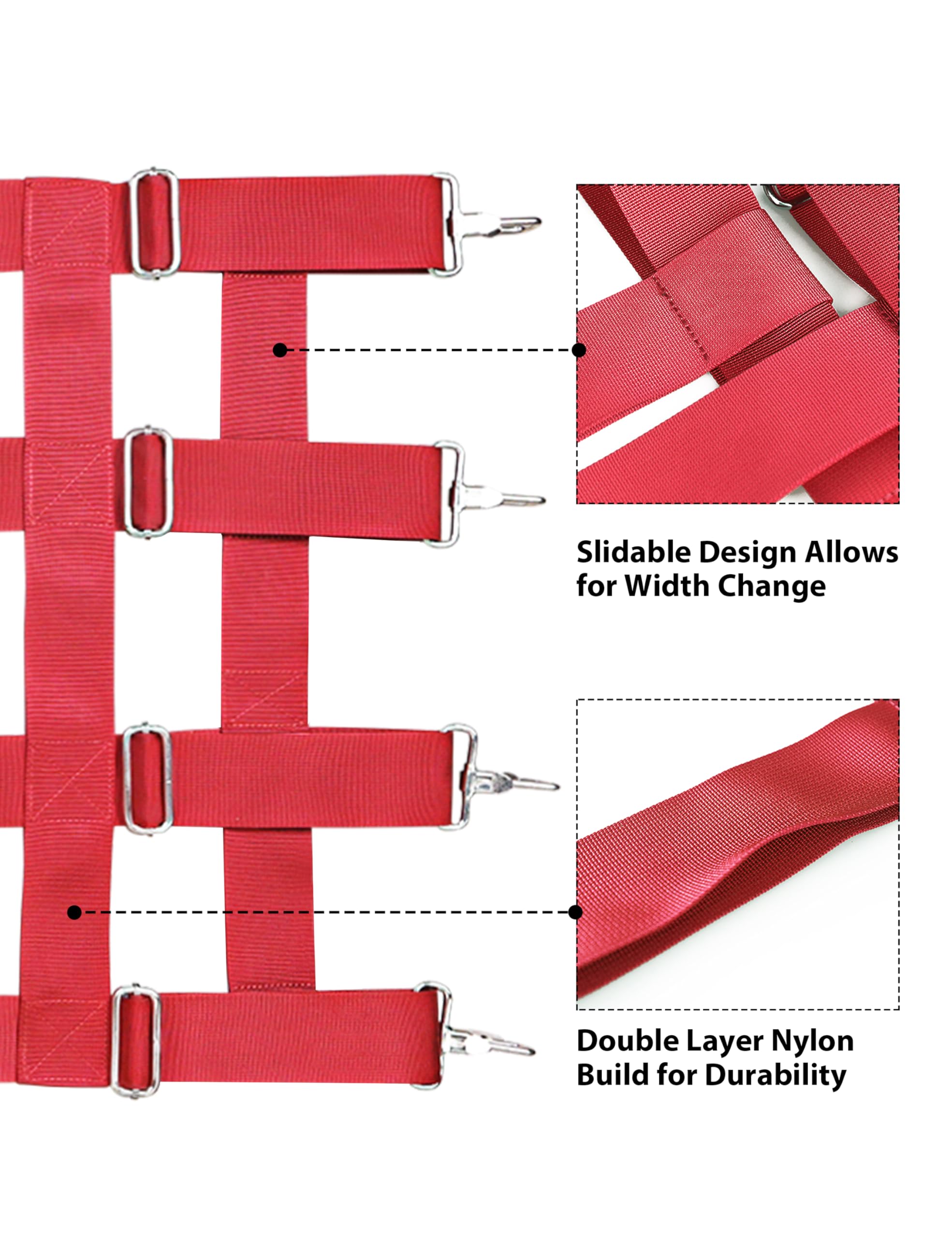 Harrison Howard Protector de malla ajustable resistente de poliéster con 4 listones para caballos, color rojo