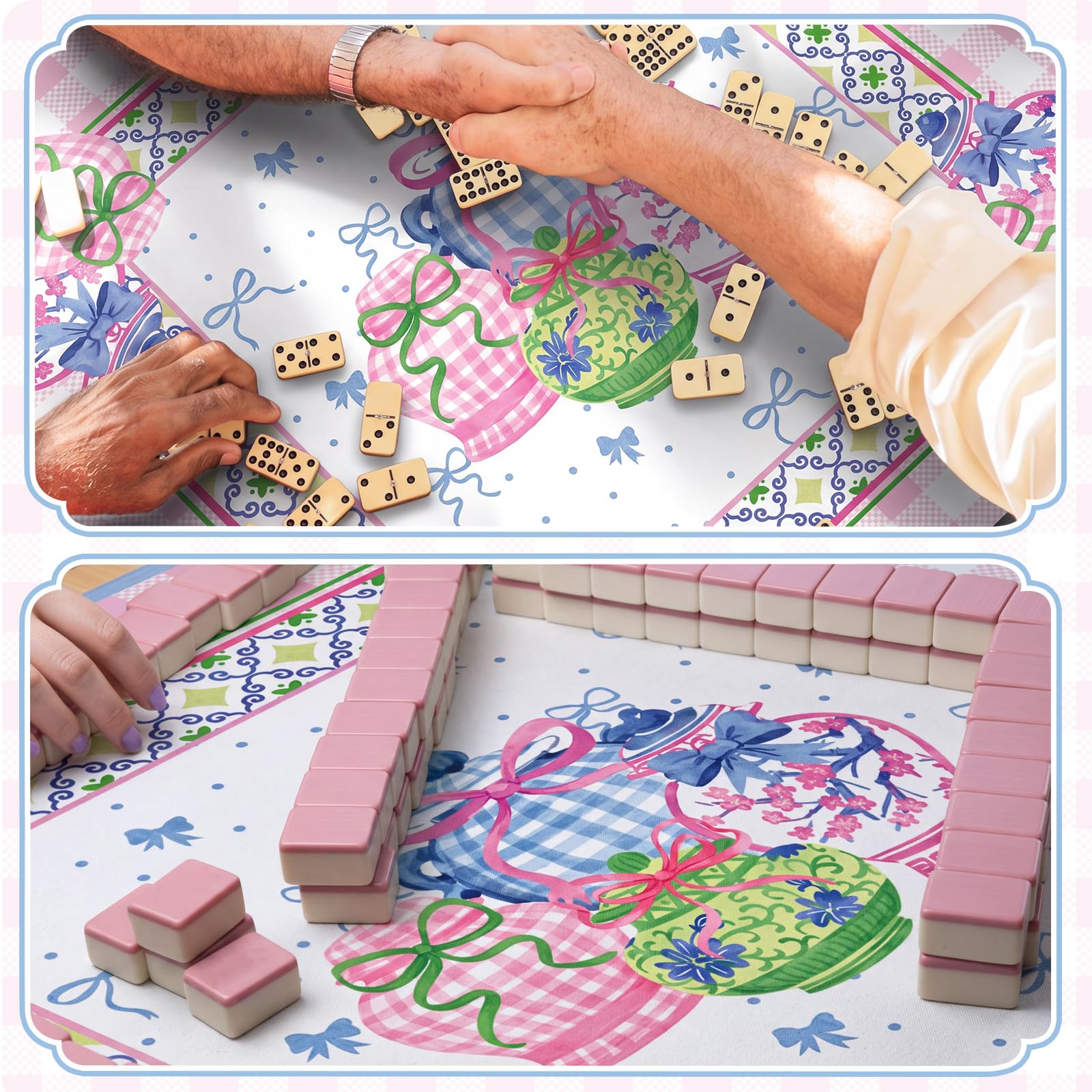 Seenelling Mahjong Tappetino da gioco con regole, antiscivolo, riduzione del rumore, multiuso, per giochi con carte Mahjong, piastrelle (barattolo di zenzero)