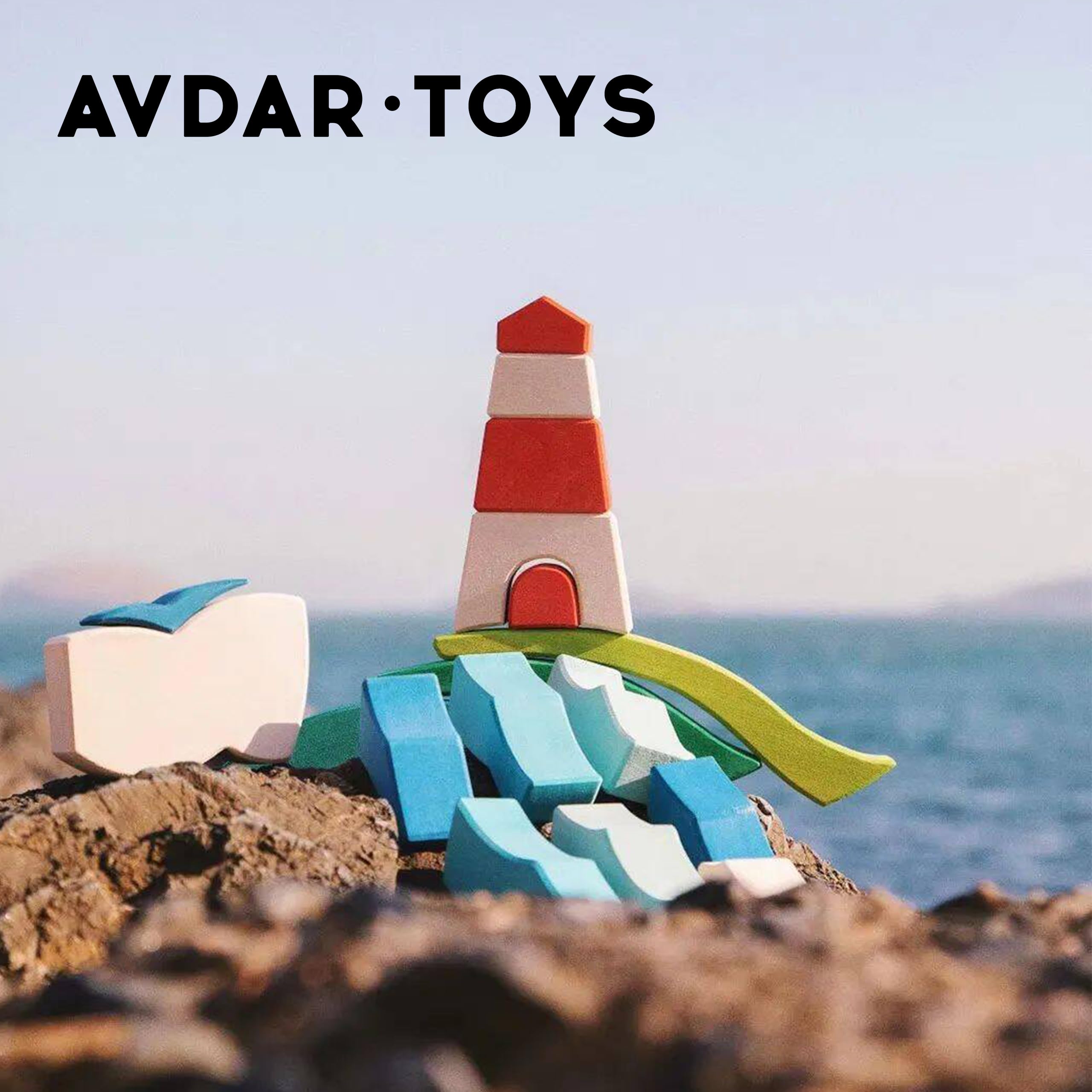 AVDAR Wooden Puzzles for Toddlers 2-4, Lighthouse Puzzle Block Set with Storage Tray, Wooden Stacking Building Block for Kids Ages 3-5