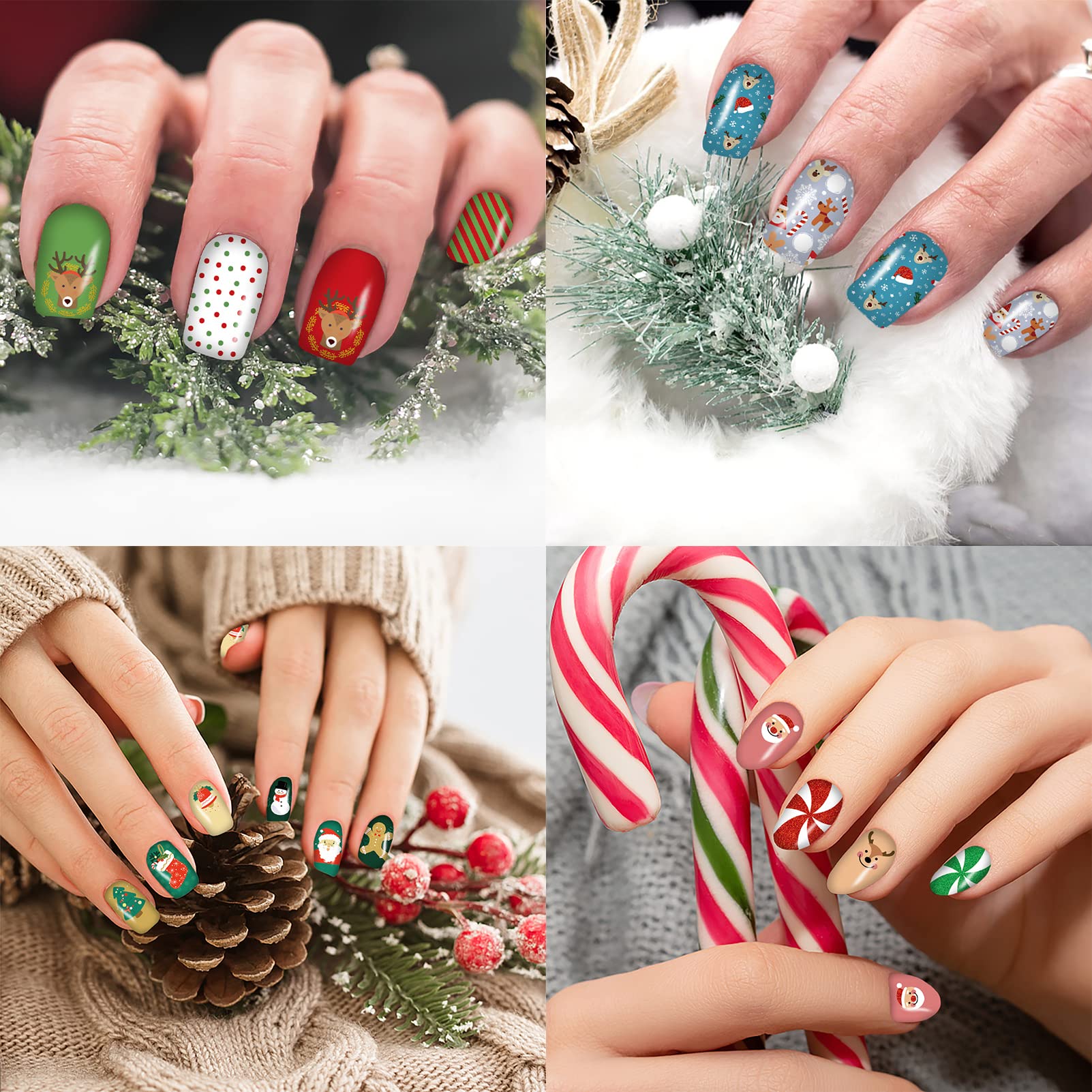 Amazon.com: 12 Sheets Christmas Nail Wraps Full Stickers Nail