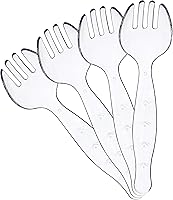 PLASTICPRO Heavy Duty Clear Plastic Serving Forks - Disposable Reusable Durable Pack of 12 for Parties & Events