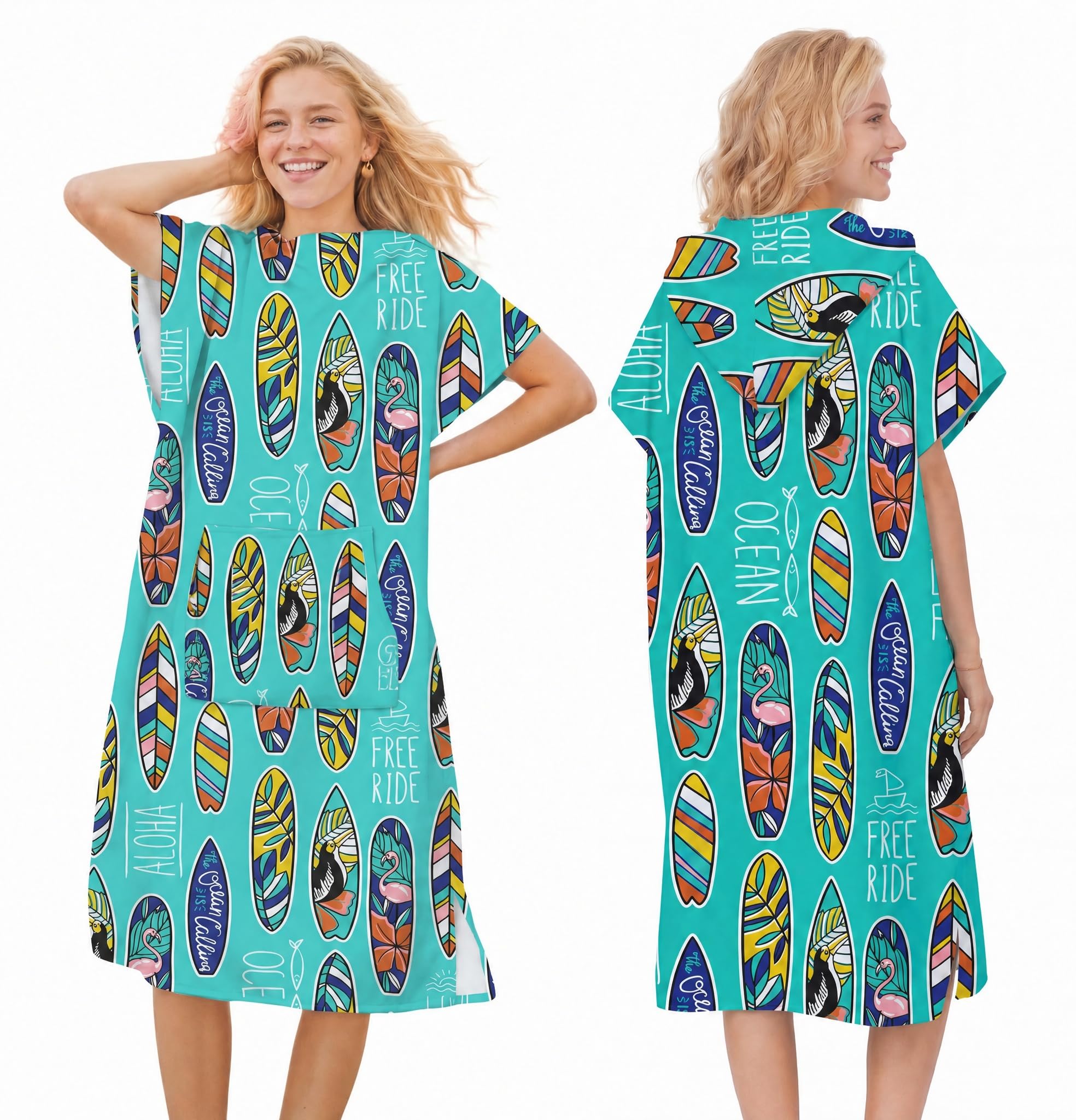 Toalla de Tela de Secado rápido, Capa de Surf, Toalla cambiante, Bata de baño con Capucha y Bolsillos para Mujeres y Hombres, natación, Playa, Surf, Buceo, baño en casa (Adult-M)