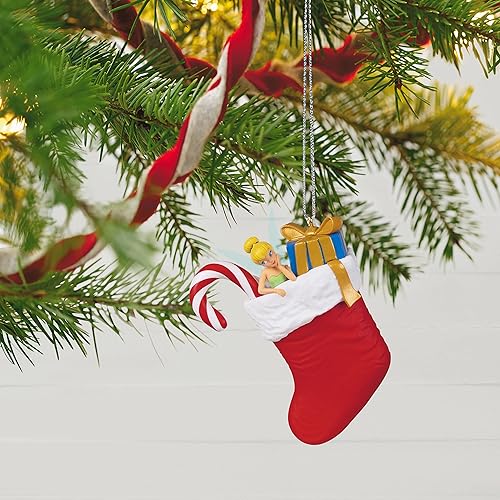 Miniatura 6 de Hallmark Keepsake Adorno de Navidad 2022, Disney Peter Pan Tinker Bell en calcetín