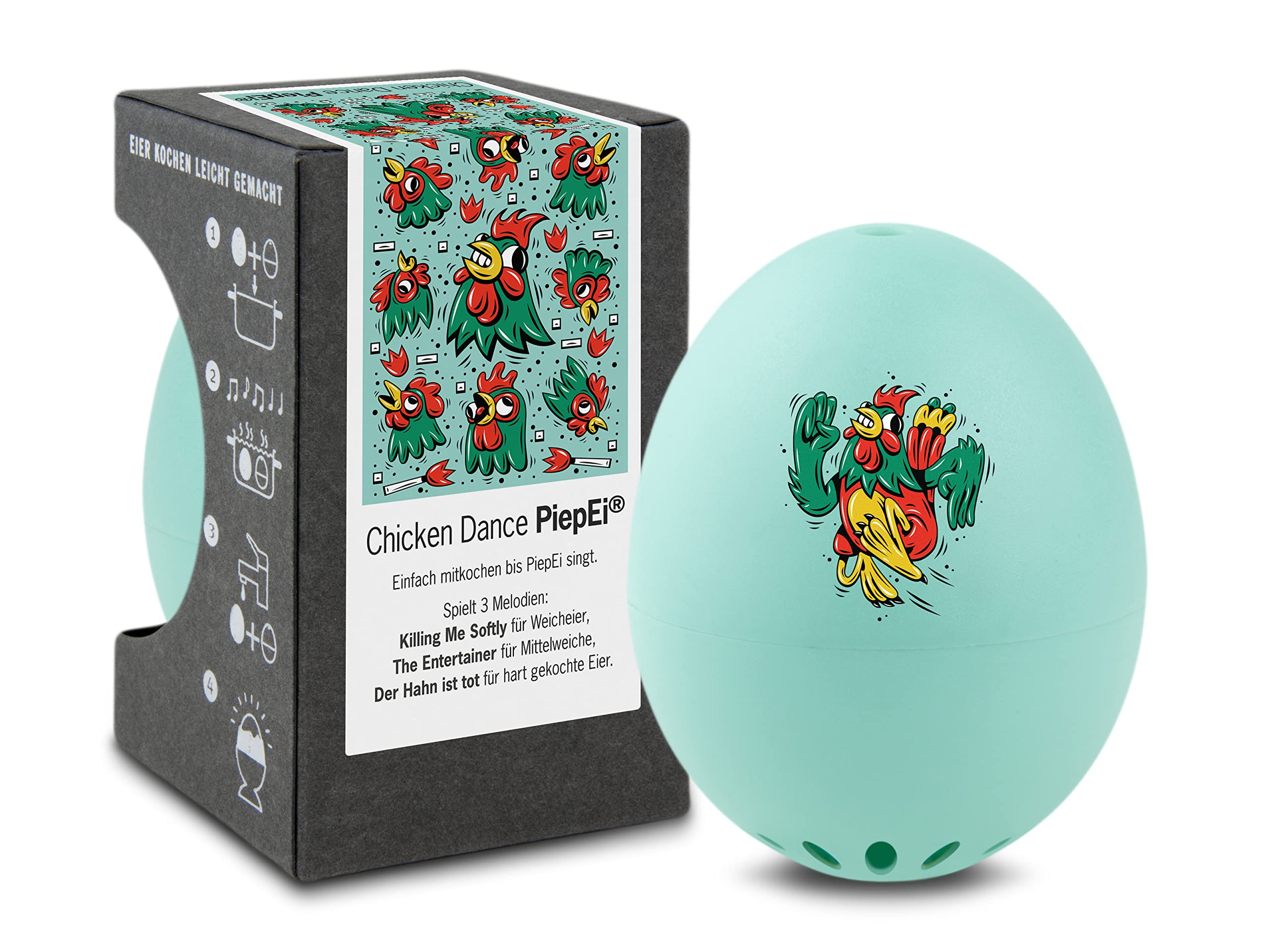 Chicken Dance BeepEgg – Egg Timer for Boiling Eggs – Musical Egg Cooker for Soft, Medium, Hard Boiled Eggs – Food Safe – Singing Floating Egg Timer – Egg Cooker for 3 Levels of Doneness - Brainstream