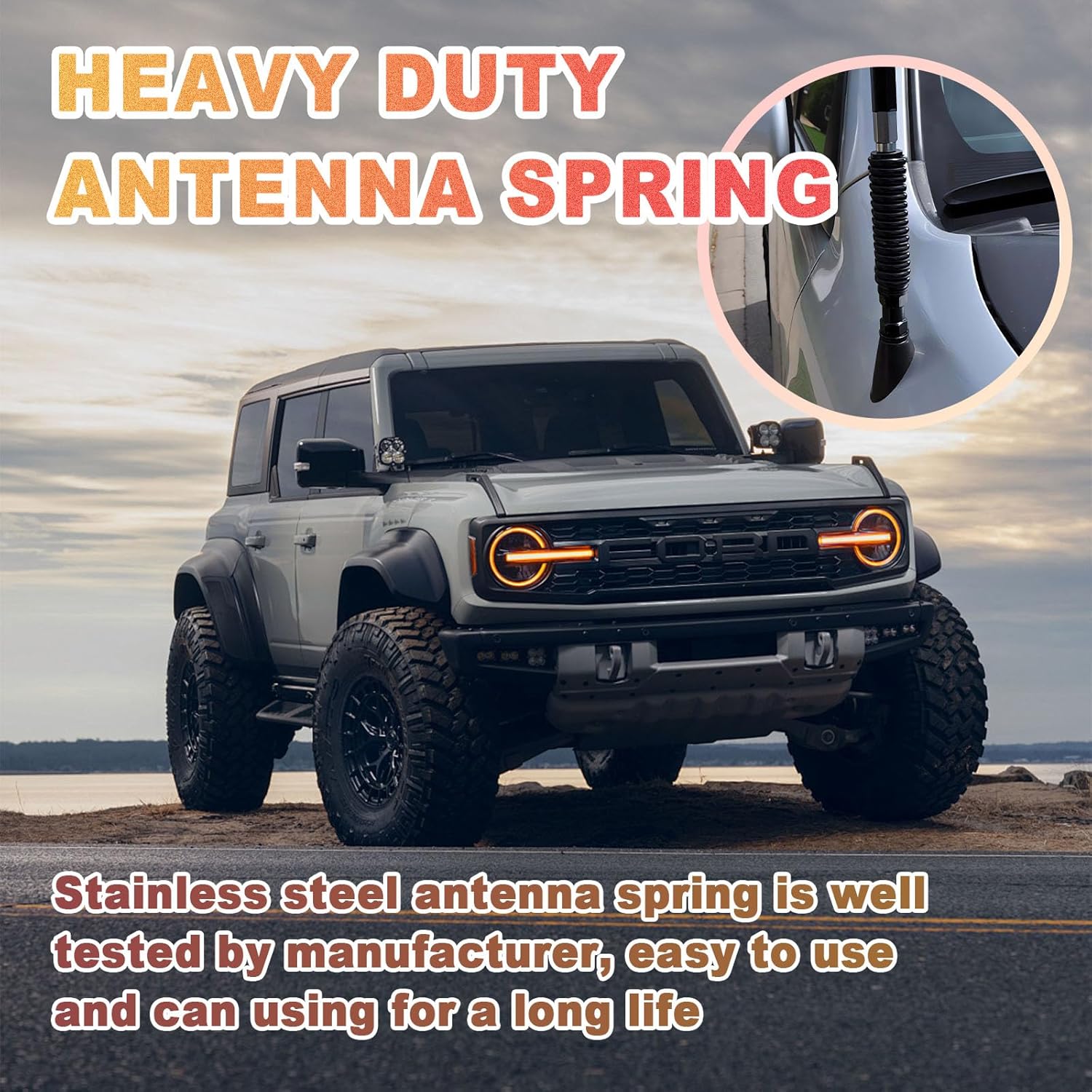 Wadoy SS-3H CB Antenna Spring Mount 4 Pack, Black Heavy Duty Stainless Steel CB Springs Fit for Up to 60" Long Standard 3/8" x 24 Threads Mobile/in-Vehicle CB Radio Antenna Mount 305311SS