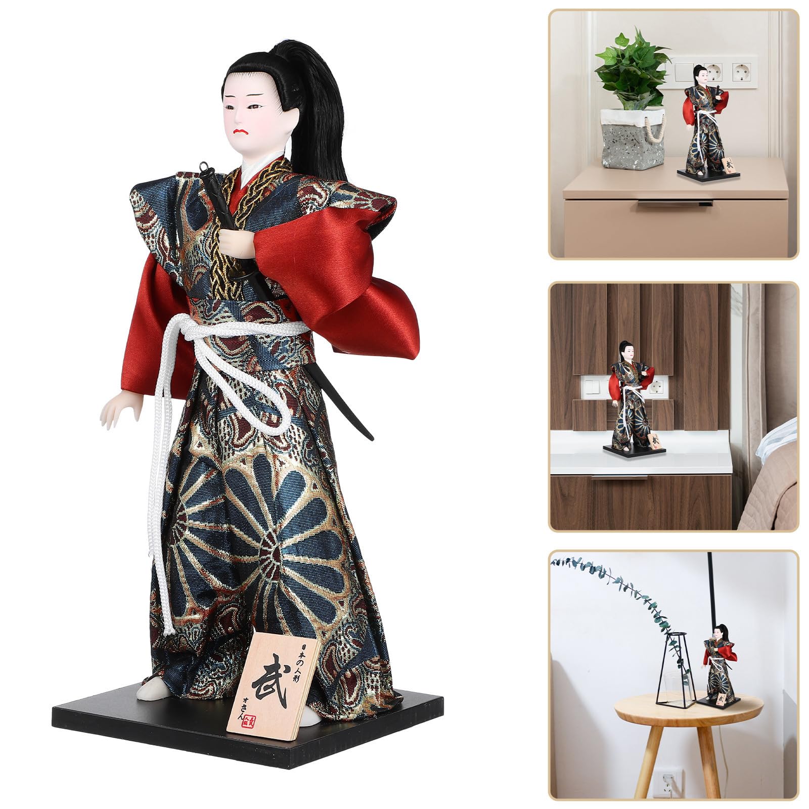 TOYANDONA Figura Samurái Japonesa de 12 Pulgadas Materiales de Espuma, Tela, Abs y Madera, Decoración Versátil Hogar y Coleccionable en Ocasiones Obsequios
