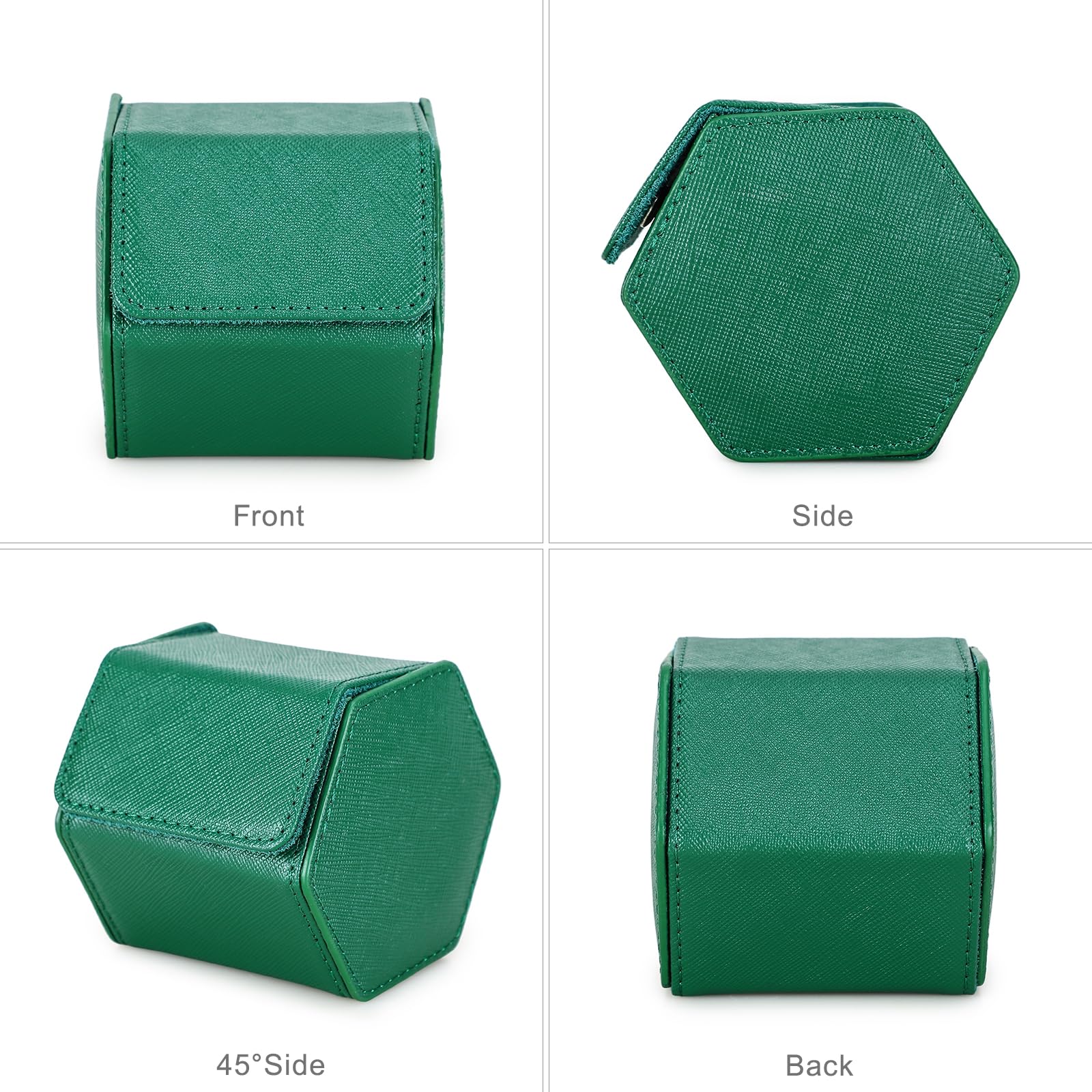 Hiram Étui de voyage en cuir Saffiano fait à la main pour montres et bracelets (vert)