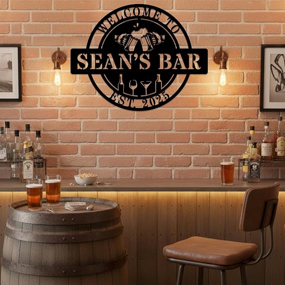 HZYCYYFC Personalized Bar Sign Custom Name Pub Wall Decor for Home Bar Lounge Patio Party Man Cave Decoration Gift