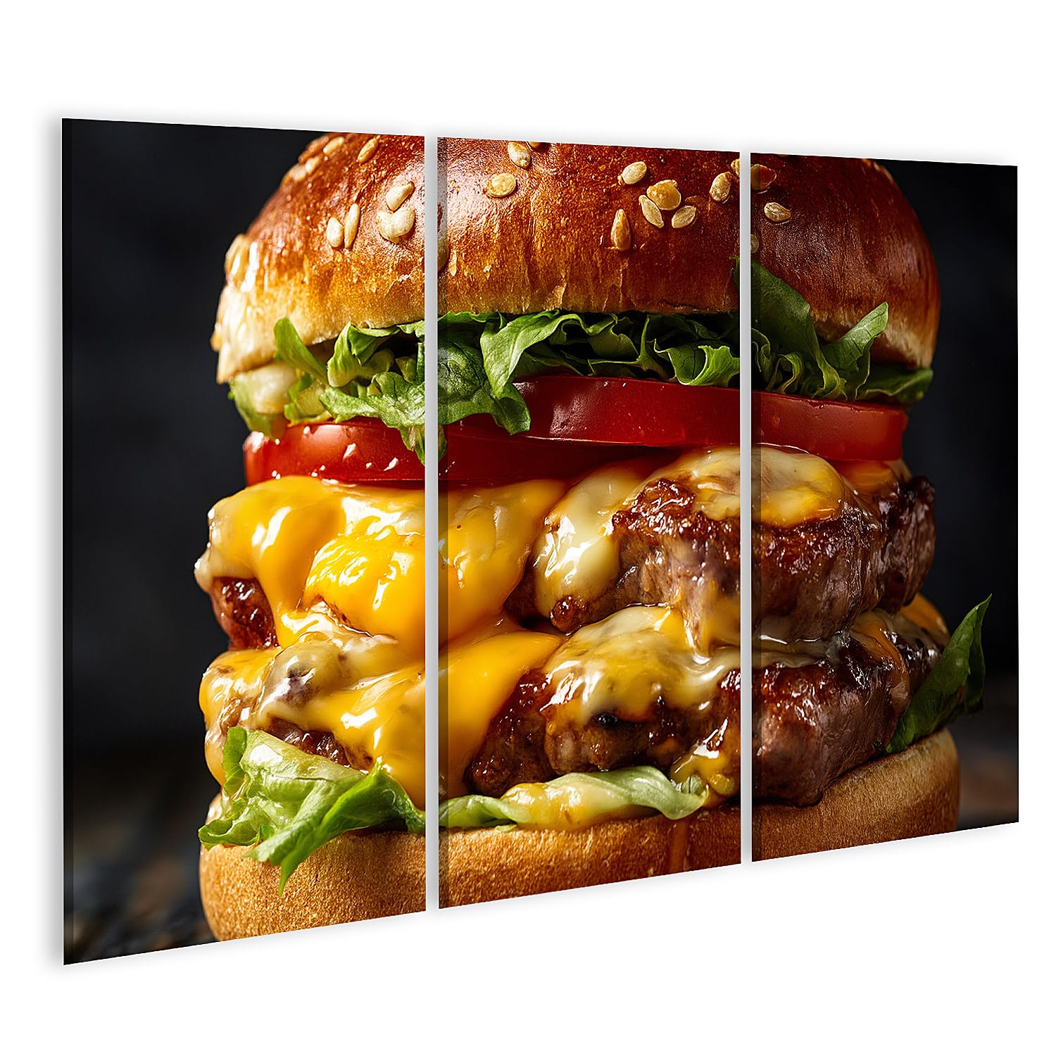 Impression d'art cuisine double cheeseburger islandburner triptyque Edition Y2