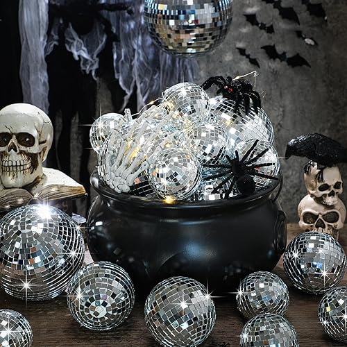 Miniatura 9 de Sumind 50 adornos de bola de discoteca colgantes de Navidad, decoración de pastel, bolas de discoteca reflectantes a granel, decoraciones para árbol