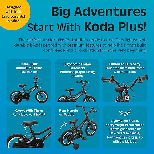Miniatura 3 de Retrospec Koda Plus Kids Bike for Boys & Girls Ages 2-3 Years - 12" Children's Bicycle, Adjustable Seat & Handlebars, Removable Training Wheels,