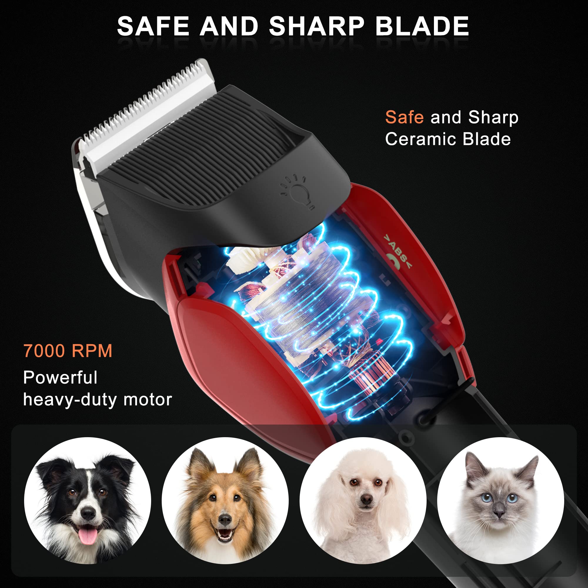 Solimpia Chien Chat Pet Cutter Rasoir Électrique Pet Beauty Trimmer Kit Rechargeable Sans fil à Faible Bruit Professionnel Pet Hair Trimmer Kit
