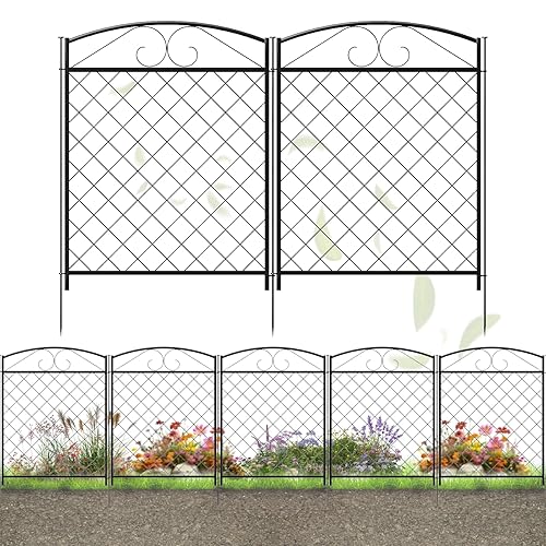 Zhongma Decorative Metal Garden Fence, Pack of 5pcs, Total 36"
