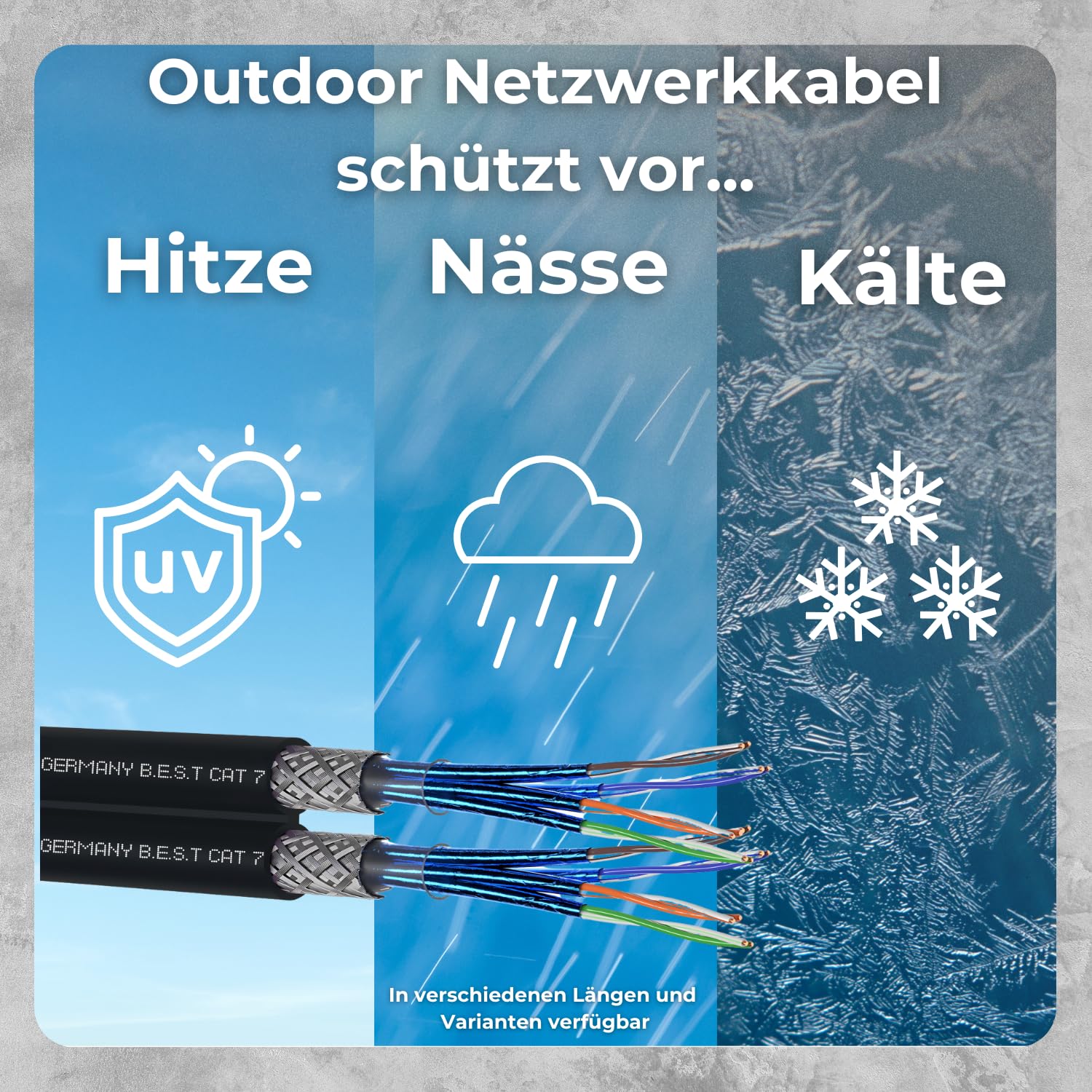 Germany B.e.s.t CAT 7 Outdoor kabel instalacyjny 50 m Duplex Best Gigabit kabel sieciowy miedziany LAN 1000 Mhz S/FTP Kat 7
