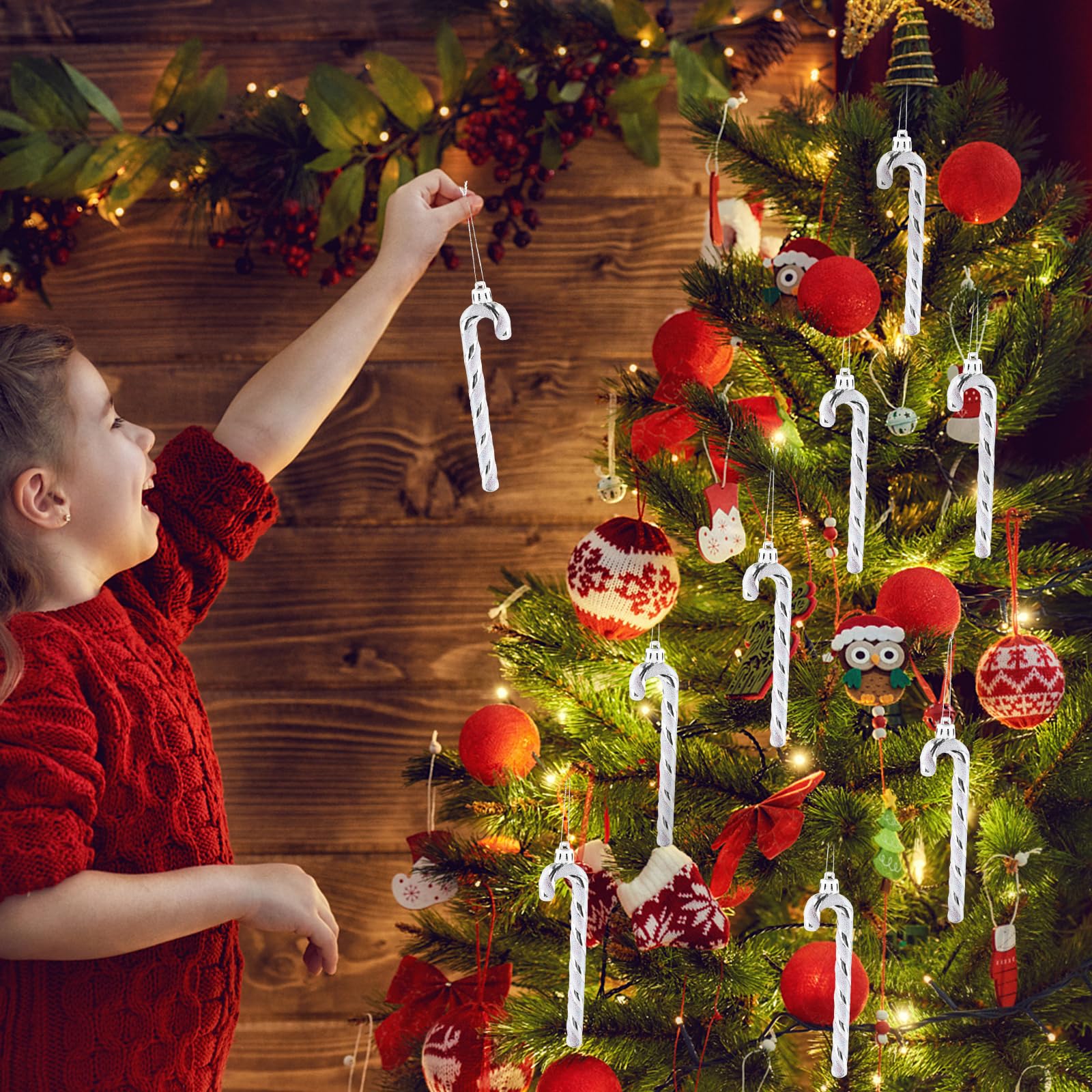 12 Pièces Sucre D'orge De Noël,Cannes De Noël Scintillant