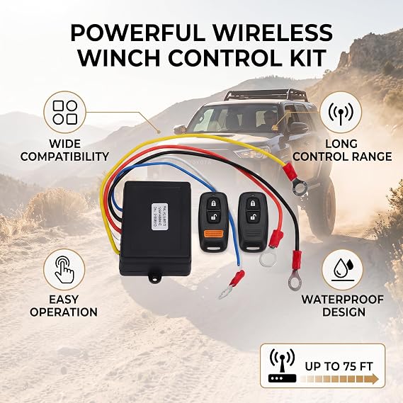 Winch Remote Control Kit for Truck,12V 24V Winch Remote Control Switch Receiver Kit Universal for Truck ATV SUV