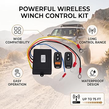 Winch Remote Control Kit for Truck,12V 24V Winch Remote Control Switch Receiver Kit Universal for Truck ATV SUV