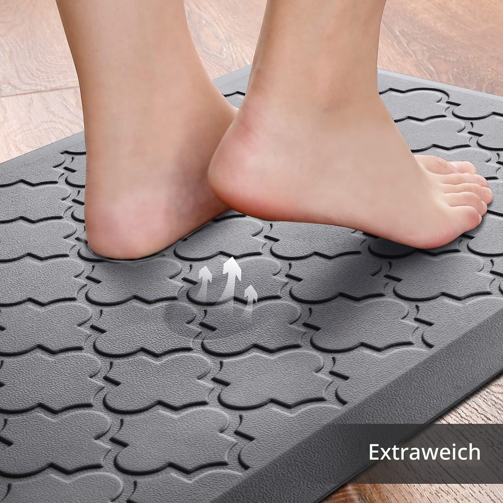 Küchenmatte [2 Stück] Gepolsterte Anti-Ermüdungs-Fußmatte, wasserdichte rutschfeste Küchenmatten und -teppiche, ergonomische Komfortschaum-Küchenteppiche, Stehmatte für Küche, Boden, Spüle, Wäsche