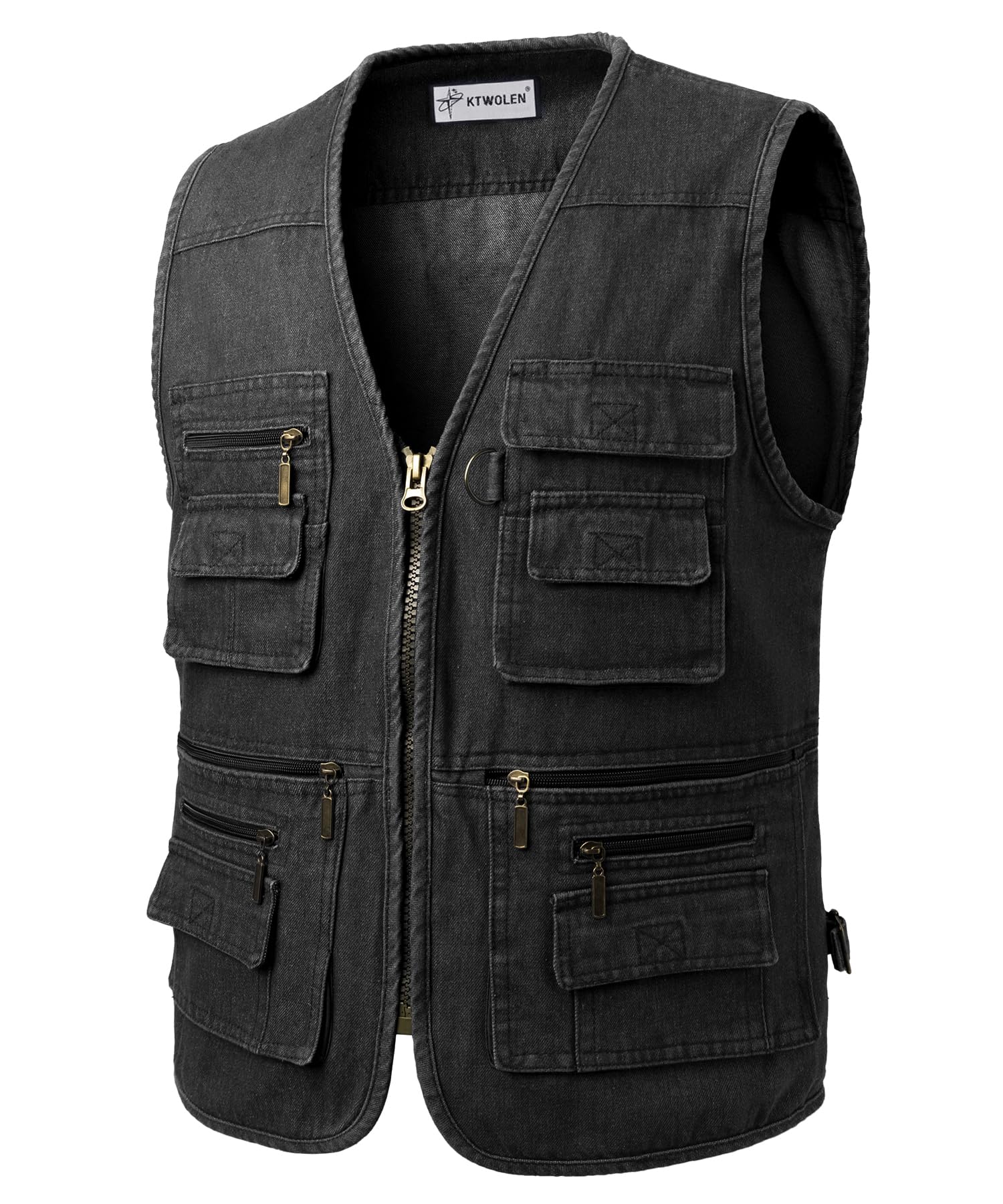 Herren Kutte Jeansweste Freizeit Bikerweste Multi-Taschen Ärmellos Motorradweste Denim Weste
