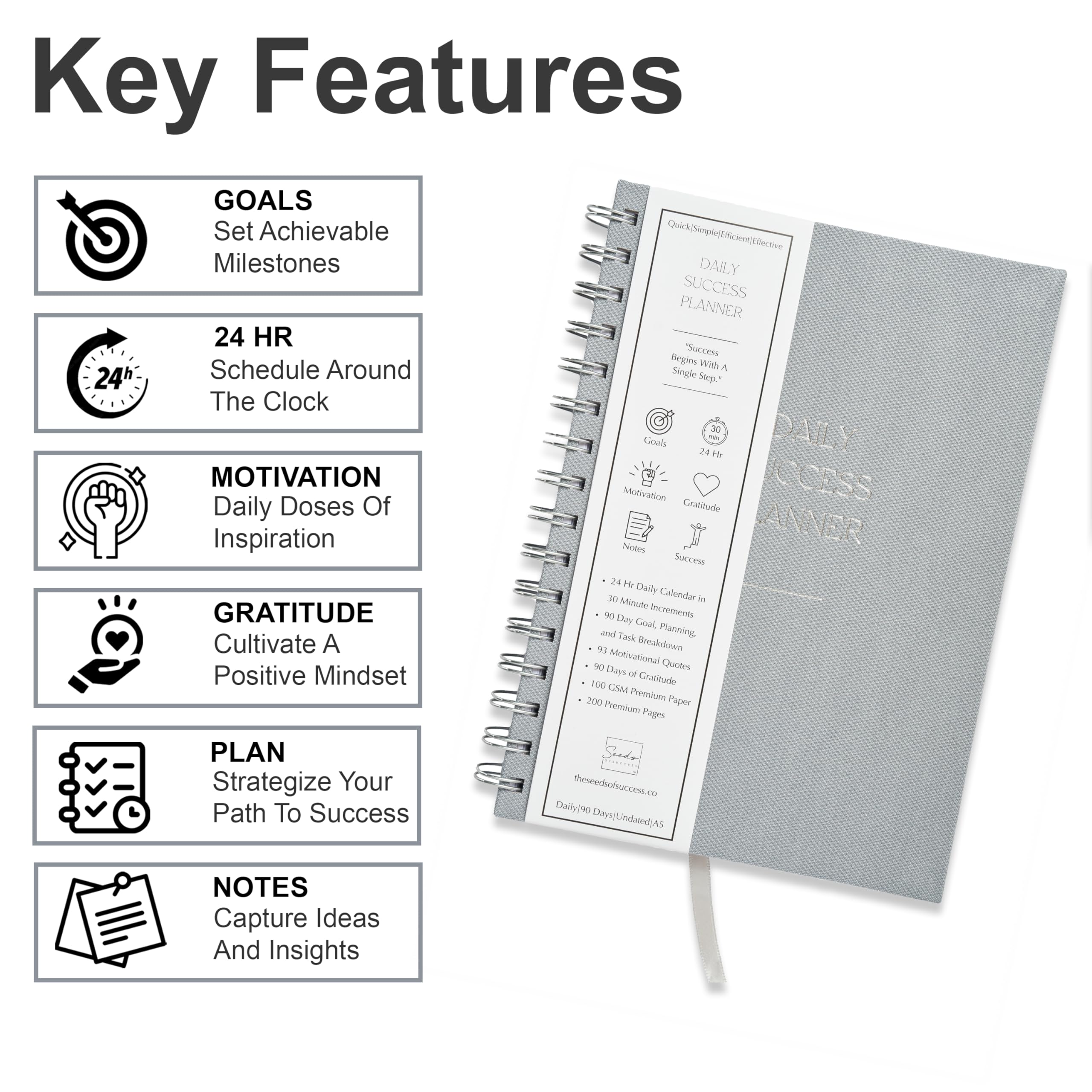 Daily Success Planner For ADHD & Autism - 90-Day Undated Goal Journal With 24-Hr Schedule & Gratitude Log