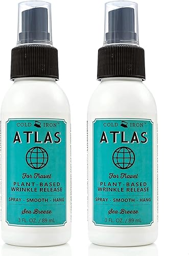 Cold Iron Spray antiarrugas para ropa. Atlas Travel Size 3 fl oz3.0 fl oz. Aroma ligero y veraniego. Alternativa de planchado. Pulverizar, suavizar,