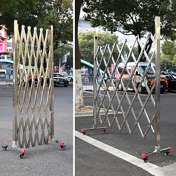 Expandable Security Barricade Gate, Folding Retractable Scissor Gate with Casters, Industrial Flex Fence Door for Schools and Events (120x250cm/47.2x98.4in)