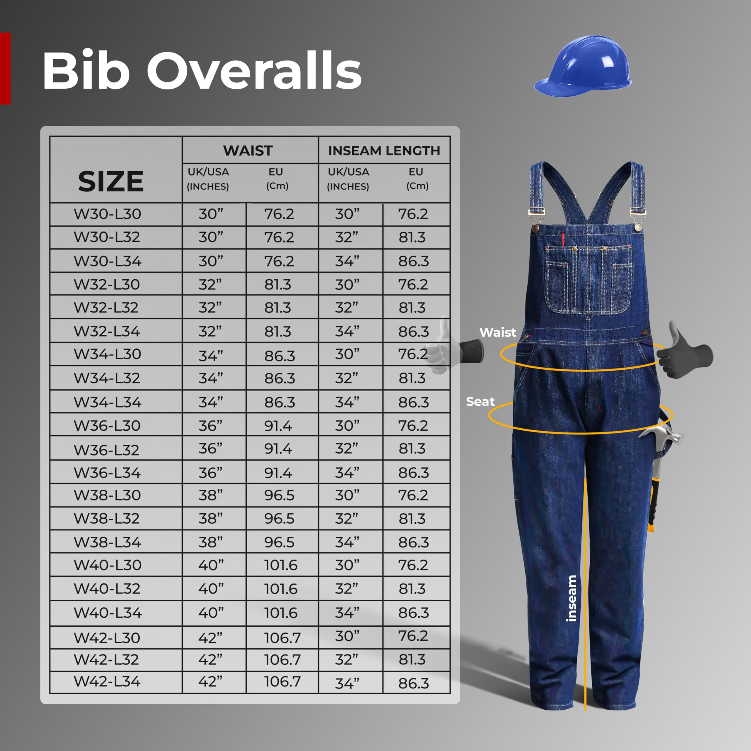 GREAT BIKERS GEAR - Salopette da uomo in denim salopette jeans Brace grande e alto chiave Pro Heavy Duty Workwear Mario Cargo