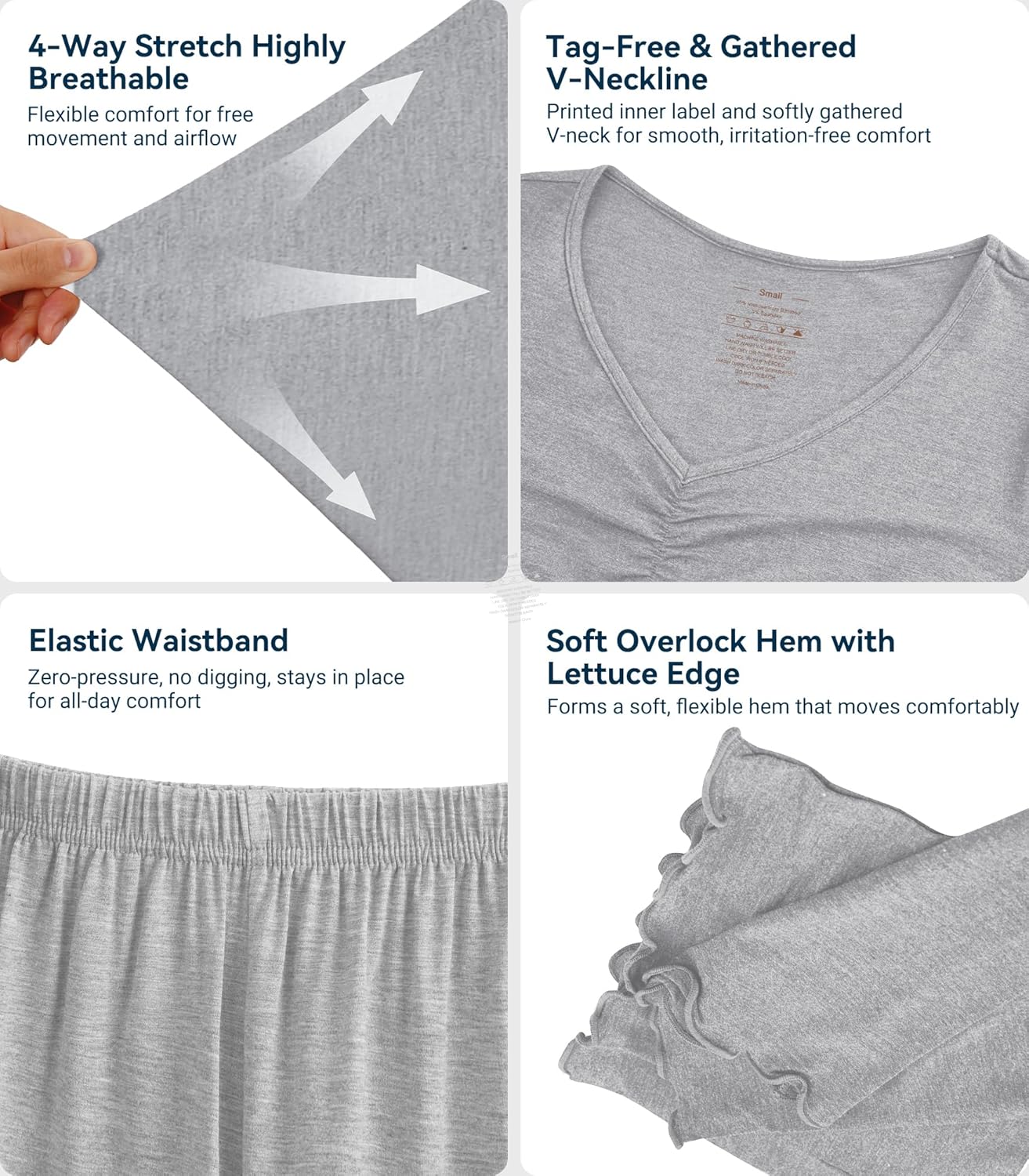 WiWi Viscose from Bamboo Pajama Sets for Women Super Soft Pjs Short Sleeve with Pants Cooling Sleepwear Loungewear S-XXL - Image 4