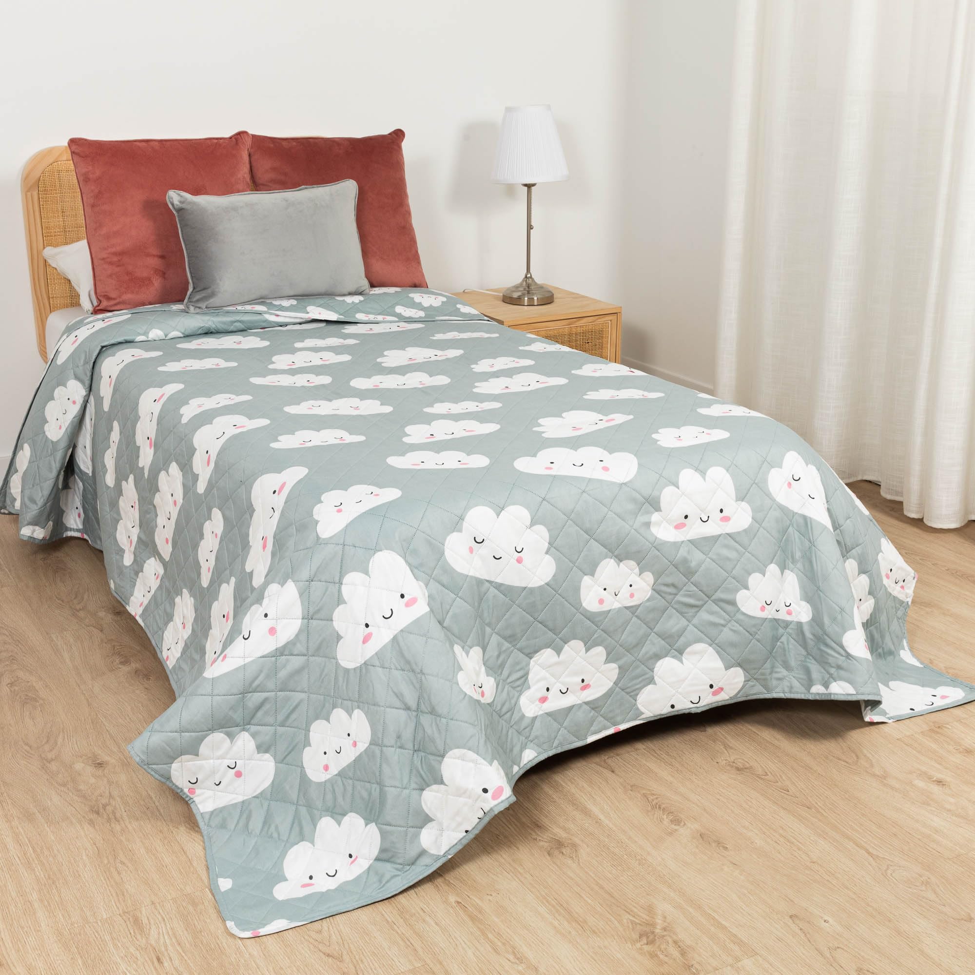 Colcha infantil de verano Habana Celeste 200x270 cm para cama 105
