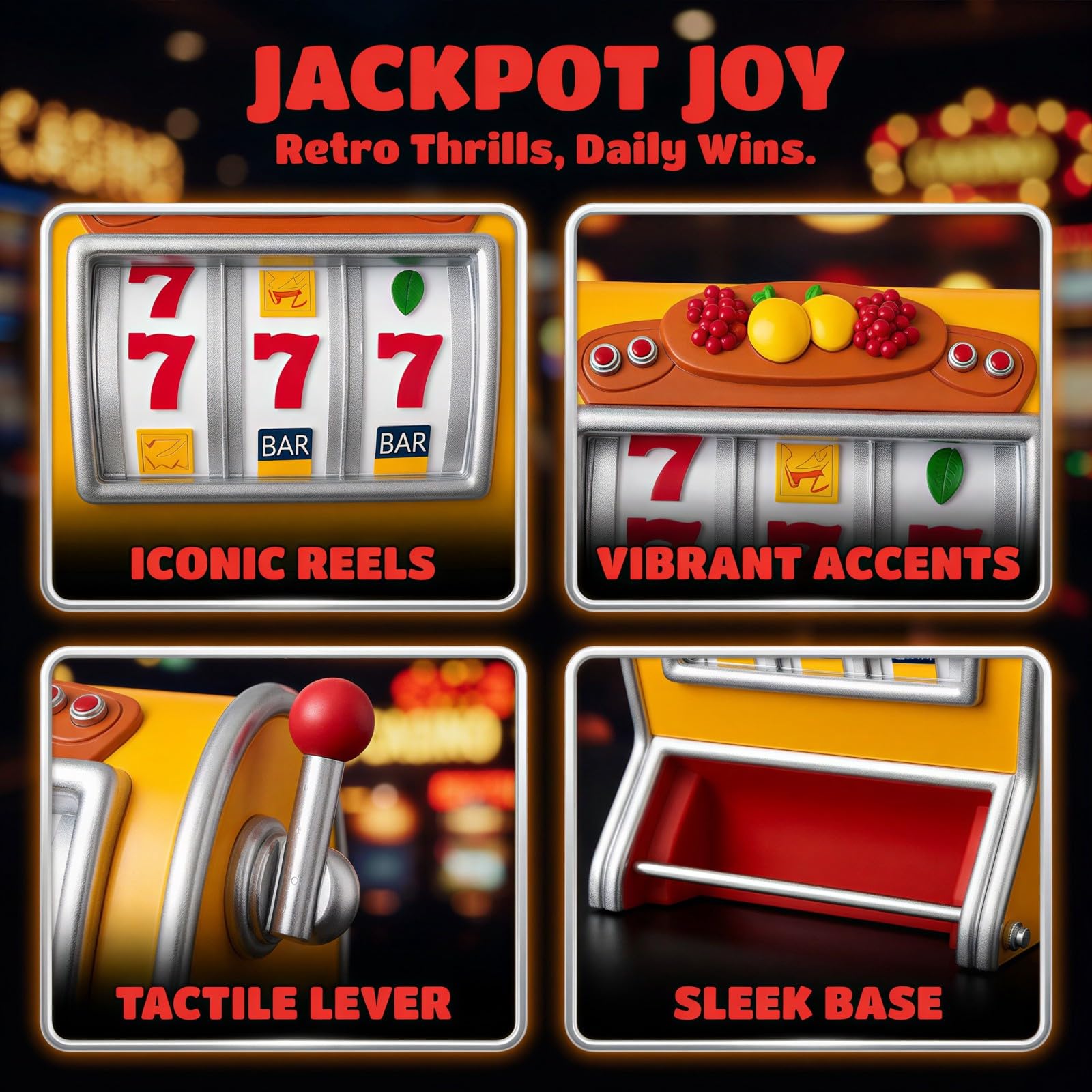 Toilettenpapierhalter Slot Machine, Vintage-Casino-Optik, Toilettenpapierspender mit 777-BAR-Grafik und Fruchtmotiven, Wandhalter für Bad und Gäste-WC, Geschenk zum Einzug