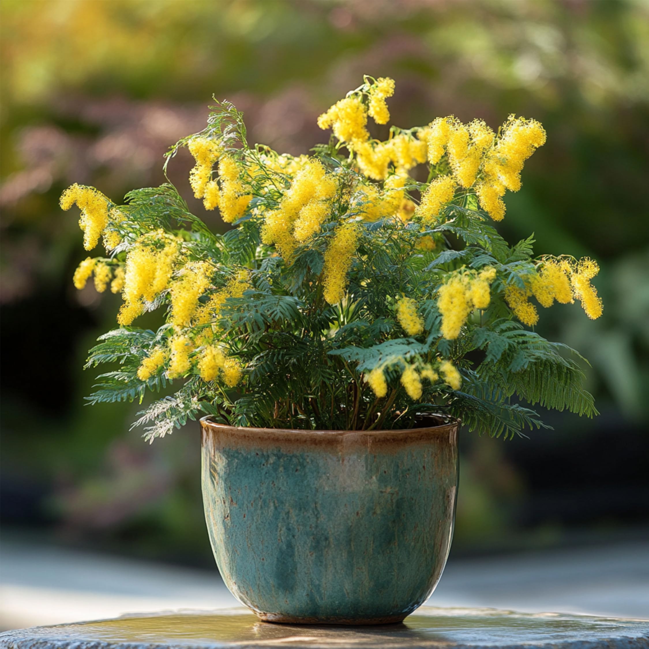 Plant in a Box - Akacja Srebrzysta - Acacia dealbata Mimosa - Zestaw 3 sztuk - Doniczka 9 cm - Wysokość 25-40cm - Rośliny ogrodowe