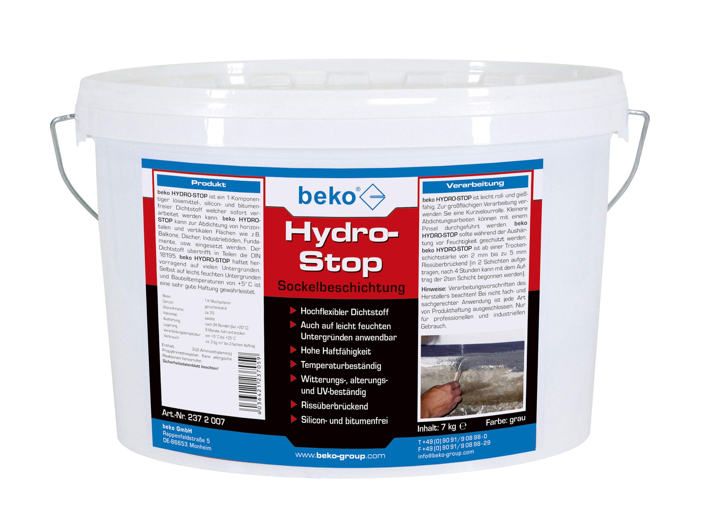 beko Hydro-Stop Sockelbeschichtung pastös 7 kg Eimer 237 2 007