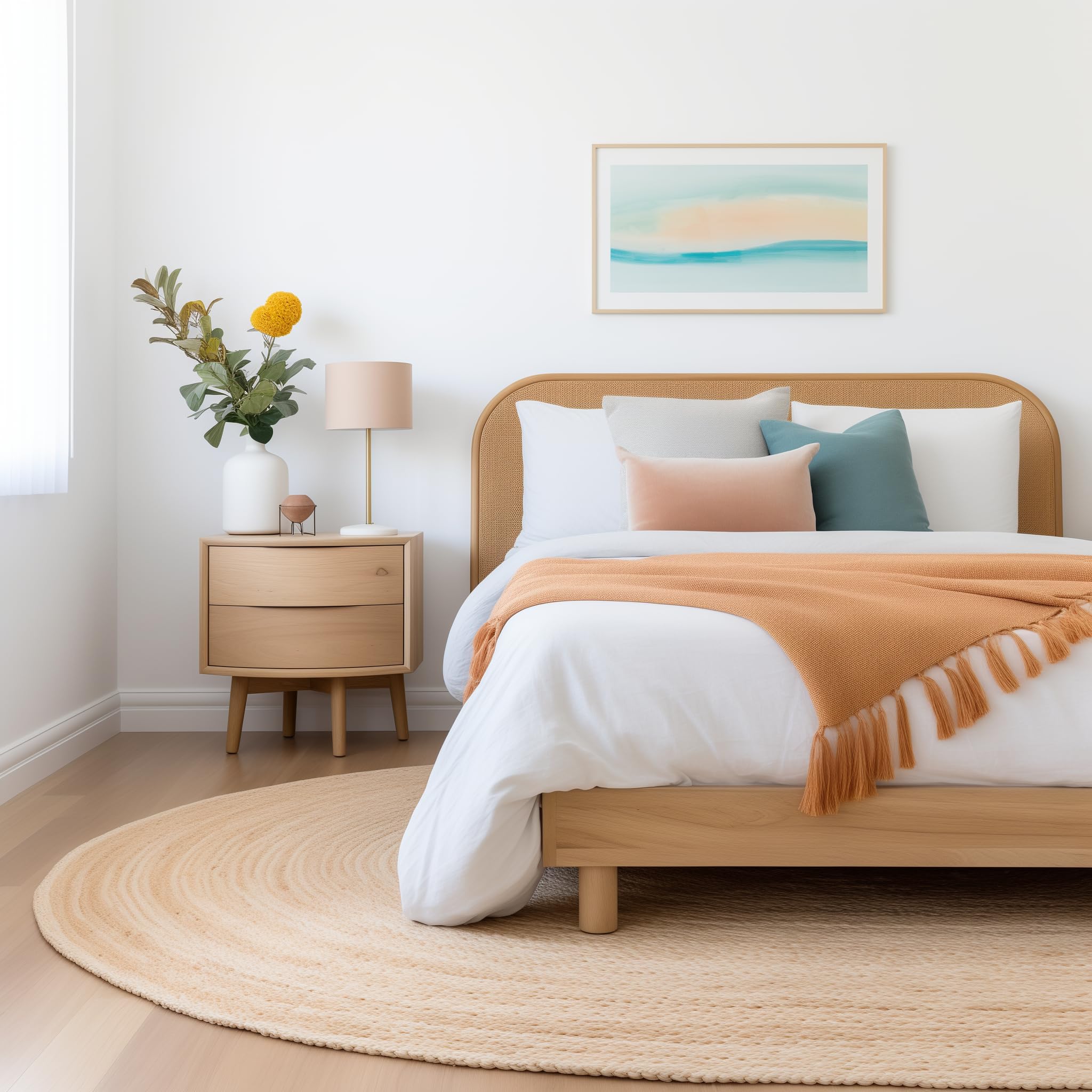 Boho Oval Jute Rug All Natural Soft Jute Braided Hand-Woven Carpet Natural Beige 5' x 7'