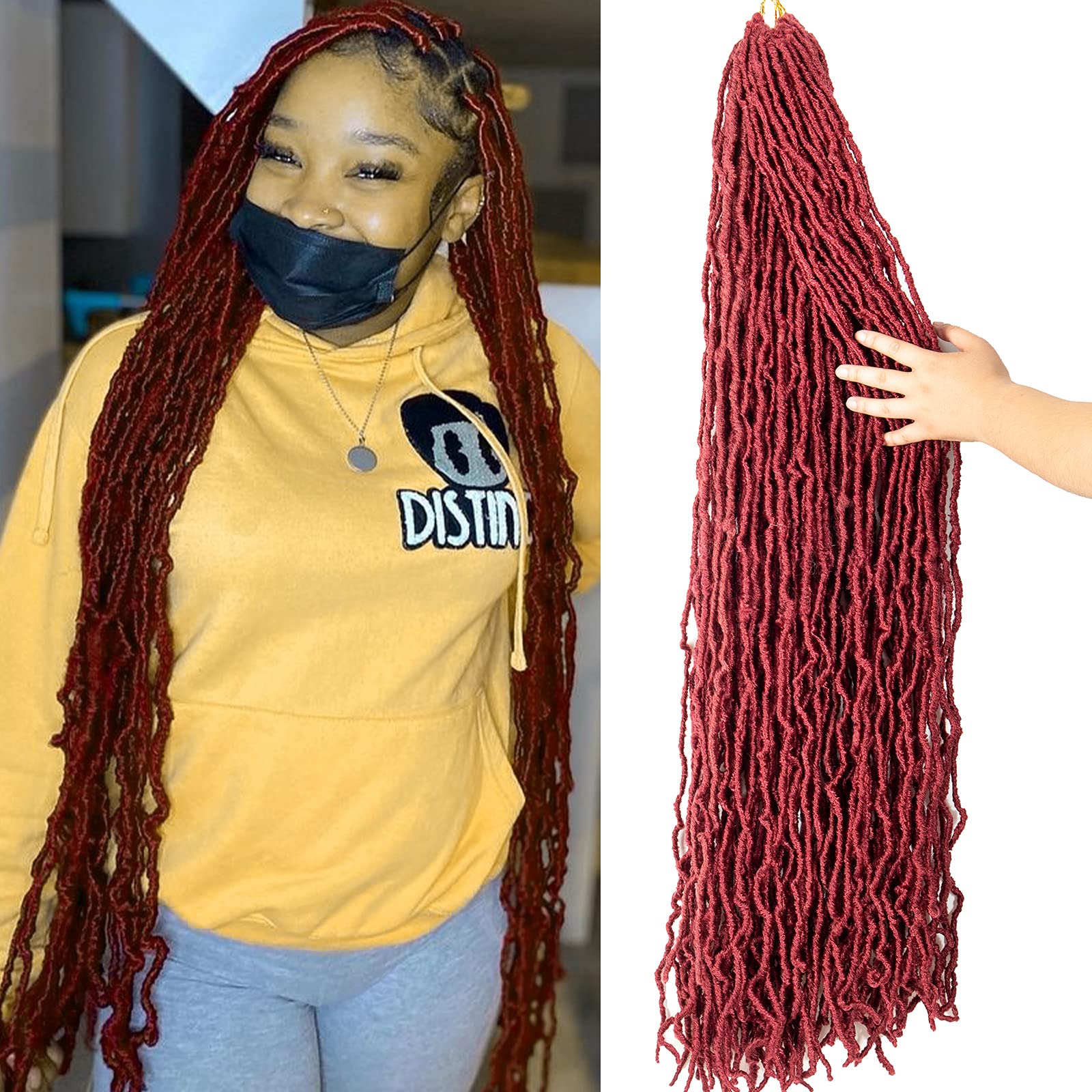 44 Inch New Faux Locs Crochet Hair 6 Packs/lot Extremely Long Goddess Soft Locs Hair Pre-Looped Synthetic Fiber Soft Locs Braiding Hair for Female (