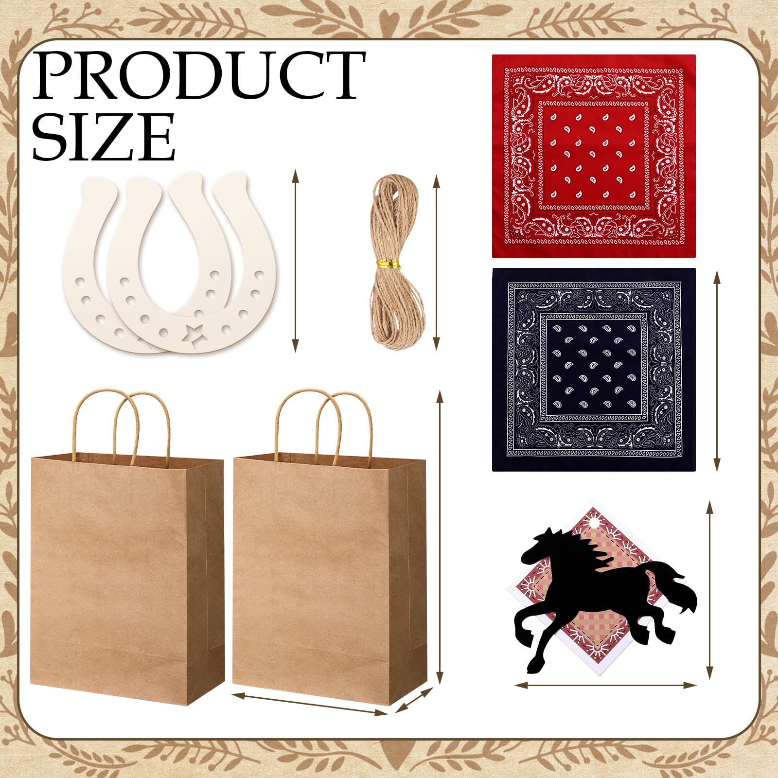 Jeere 48 Pcs Western Cowboy Gift Bags Western Theme Party Favors Cowboy Paper Goodie Handles Bags with Red and Blue Paisley Bandana Horseshoes Stickers for Rodeo Cowgirl Birthday Party Decoration