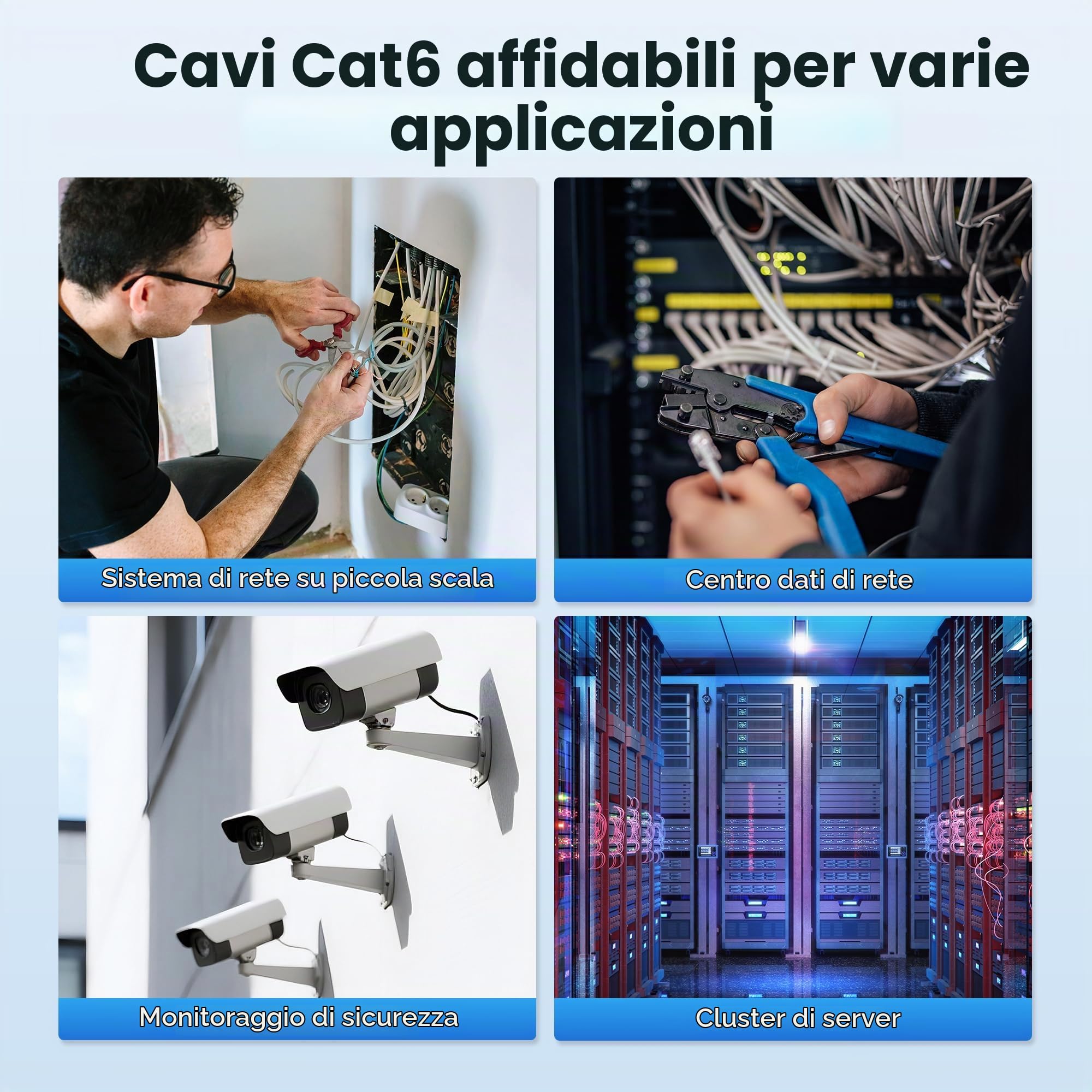 Cable Matters Cavo Ethernet Cat6a schermato in rame nudo da 10 Gbps a parete (CM) nominale 23 AWG, cavo Ethernet Cat6a, 91,4 m, solido, S/STP, S/FTP, cavo Ethernet Cat6a, blu