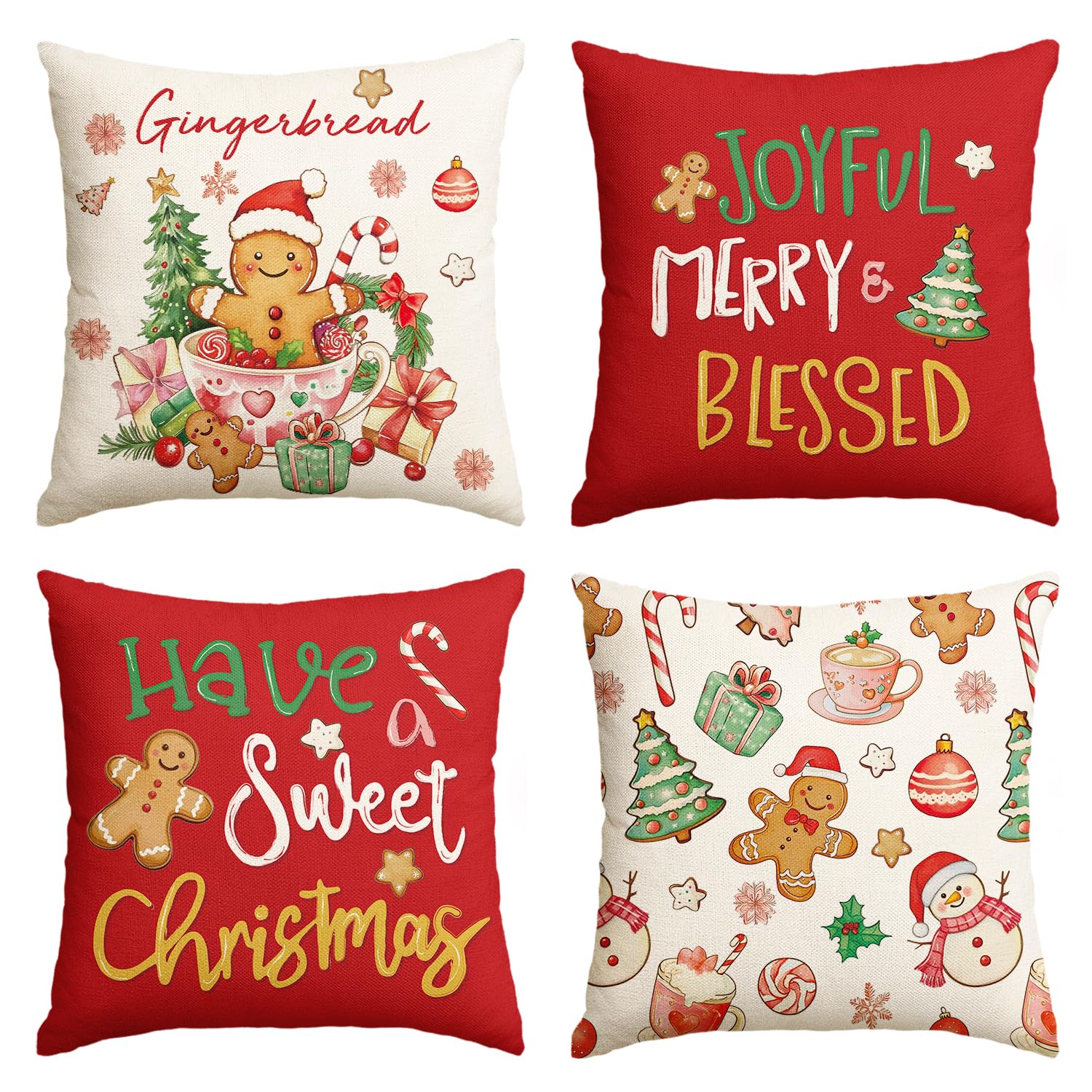 Housses de coussin pain d'épices pour décorer votre canapé de Noël