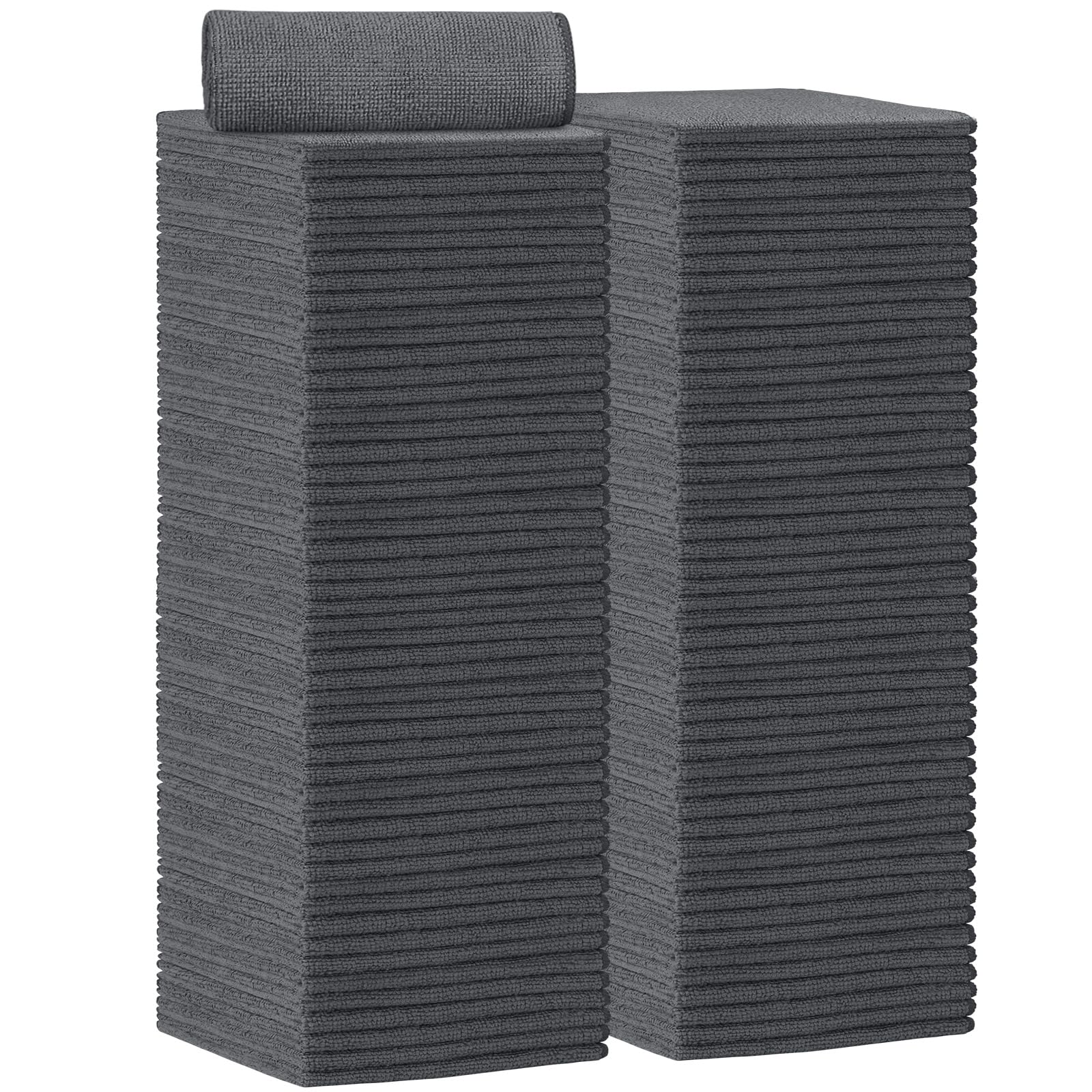 AIDEA Microfiber Cleaning Cloth 100PK, Soft Microfiber Towels for Cars, Absorbent Cleaning Rags, Lint-Free Streak-Free Wash Cloths for House, Kitchen, Window(12inx12in), Grey