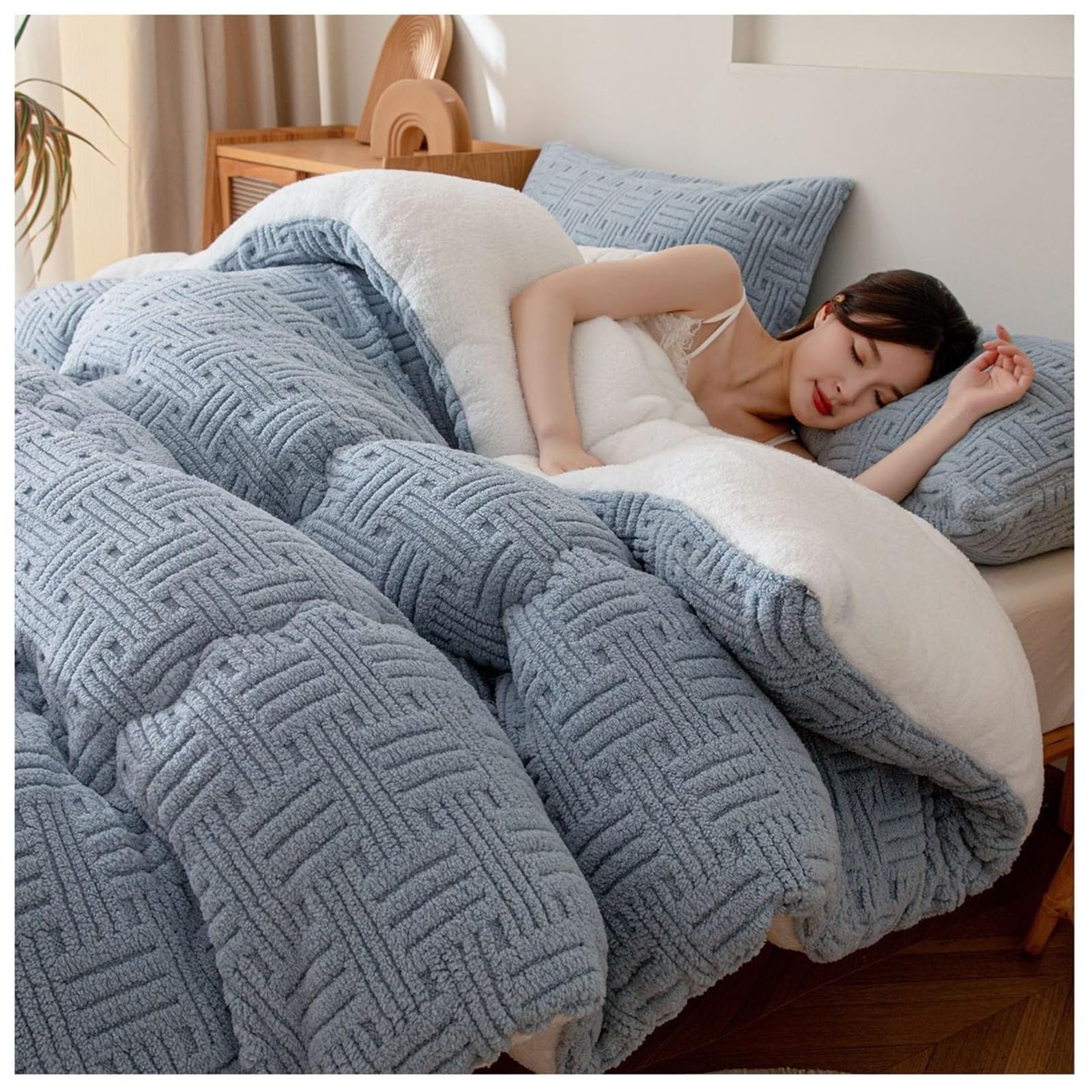 LLiuvcc Super Warm Lamb Quilt Winter Blanket, Double-Sided Velvet Warm Quilt,Thickened Warm Plush Comforter Solid Color Down Duvet(Color2,200x230cm(5KG))