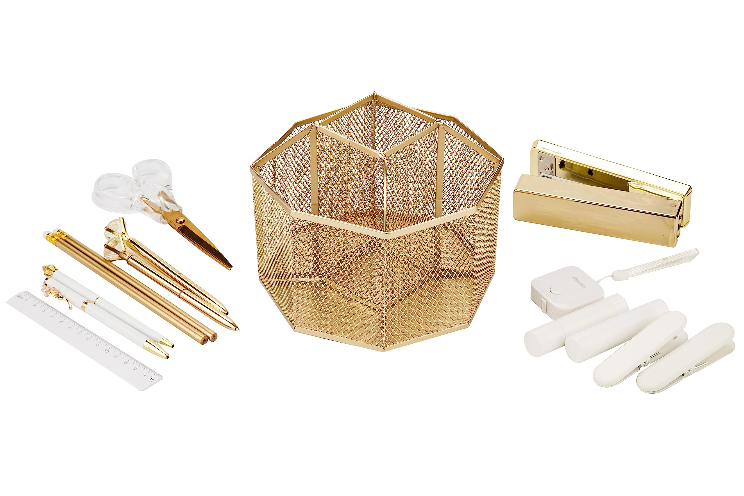 Organizer Da Scrivania Girevole Annova - 5 Scomparti In Rete, Light Purple, Per Ufficio E Casa - Foto 7