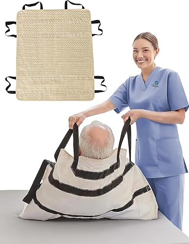 Miniatura 9 de Almohadilla de cama de posicionamiento con asas, carcasa 100% algodón; sábanas deslizantes transpirables para pacientes para prevenir llagas