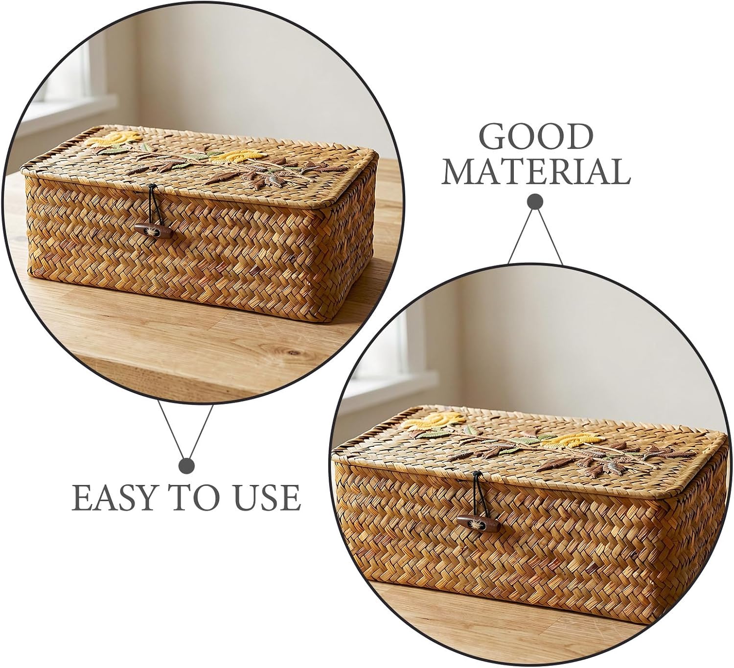 2pcs Storage Box Seagrass Vintage Rectangular image 3