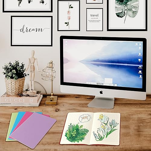 Miniatura 7 de Paquete de 24 cuadernos y diarios a granel, tapa múltiple, papel grueso de línea, tamaño A5, 5.5 x 8.3 pulgadas, 60 páginas, juego de bloc de notas