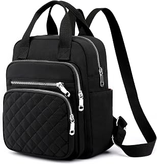 Small Backpack for Women Casual Quilted Square Bag Waterproof Multi Pockets Daypack Lightweight Top Handle Satchel