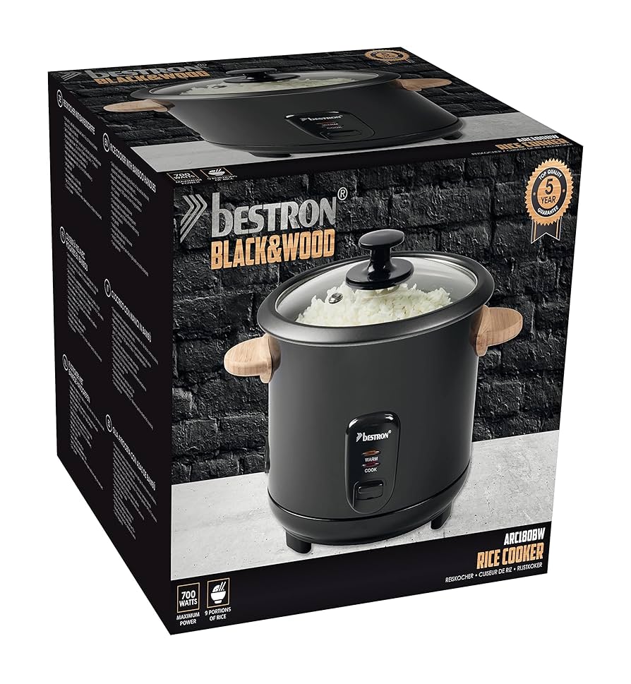 Cuociriso Bestron Per 8-10 Persone - 1.8L, 700W Con Manici In Legno E Funzione Riscaldamento