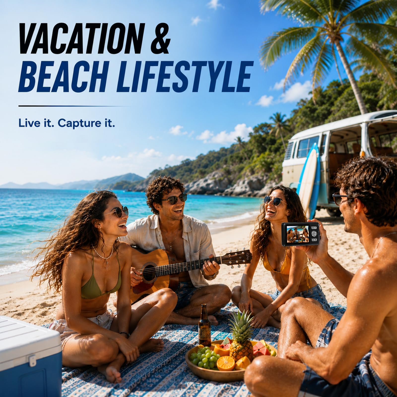 16FT Macchina Fotografica Subacquea, 4K 48MP Batteria Rimovibile 1500mAh | Maxmango D71 Fotocamera Impermeabile con Doppio Schermo, Zoom 18X, Autofocus per Snorkeling e Nuoto Surf, Nero(8GB）